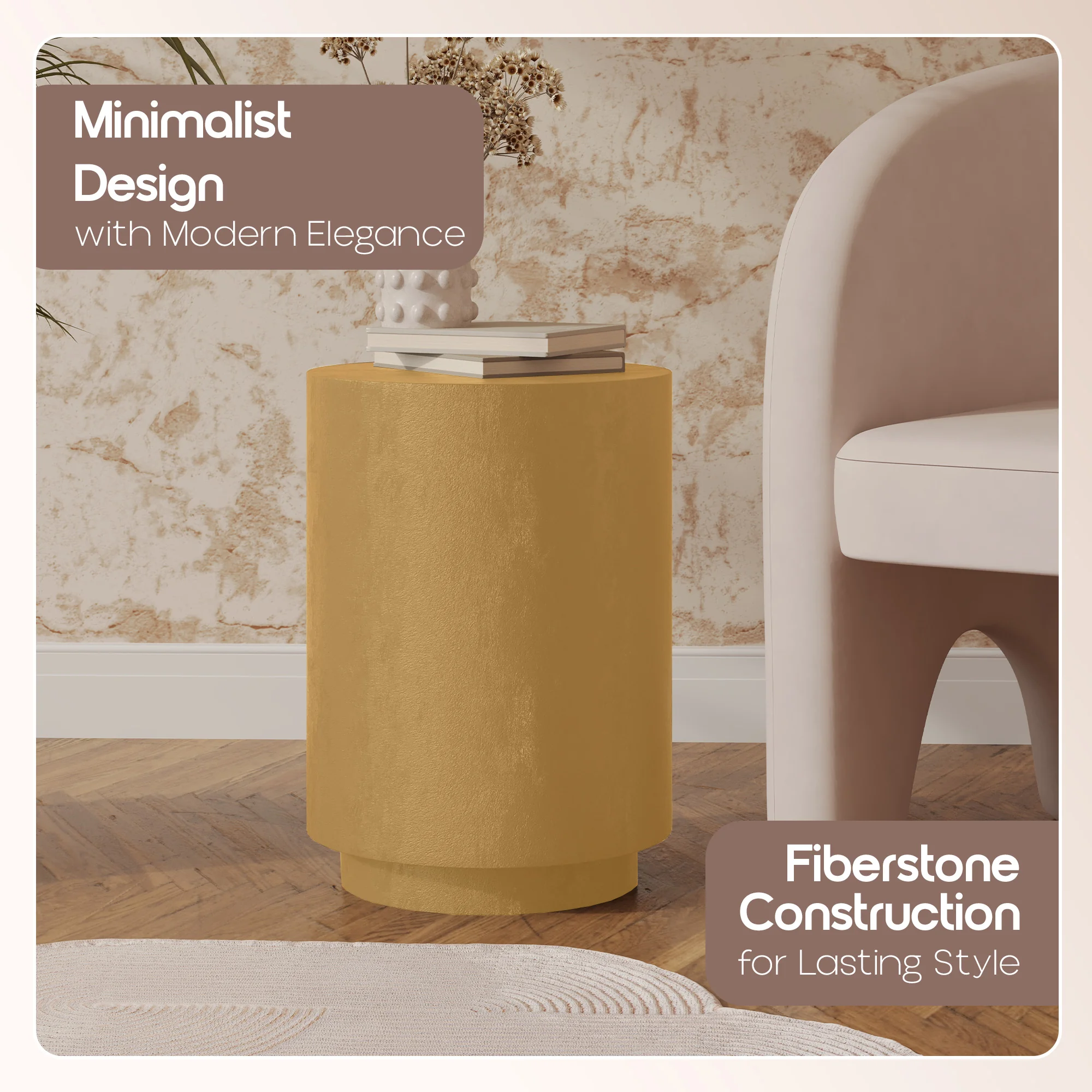 Modern Side End Table Ramble Series In Beige