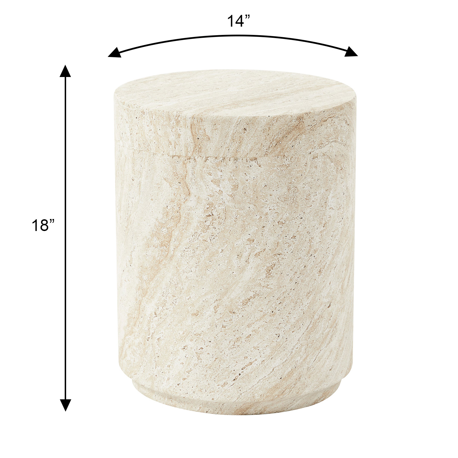Modern Side End Table Ramble Series In Travertine - View 2
