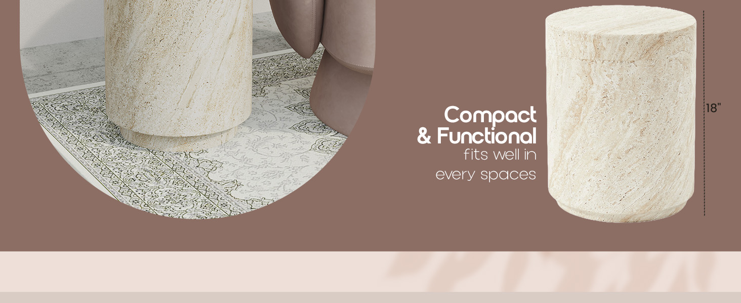 Modern Side End Table Ramble Series In Travertine