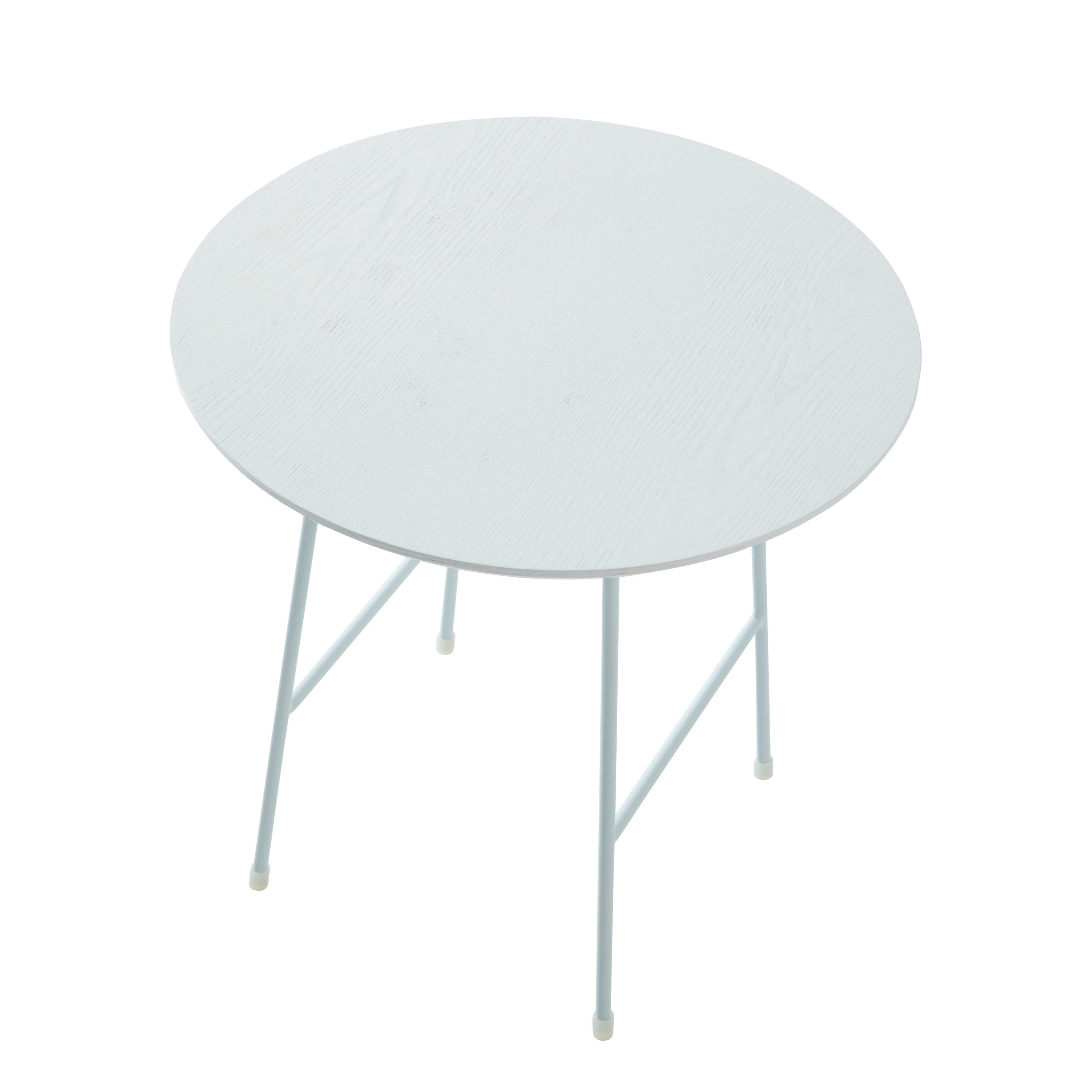 Rossmore Mid Century Modern Round Side Table With White Steel Frame