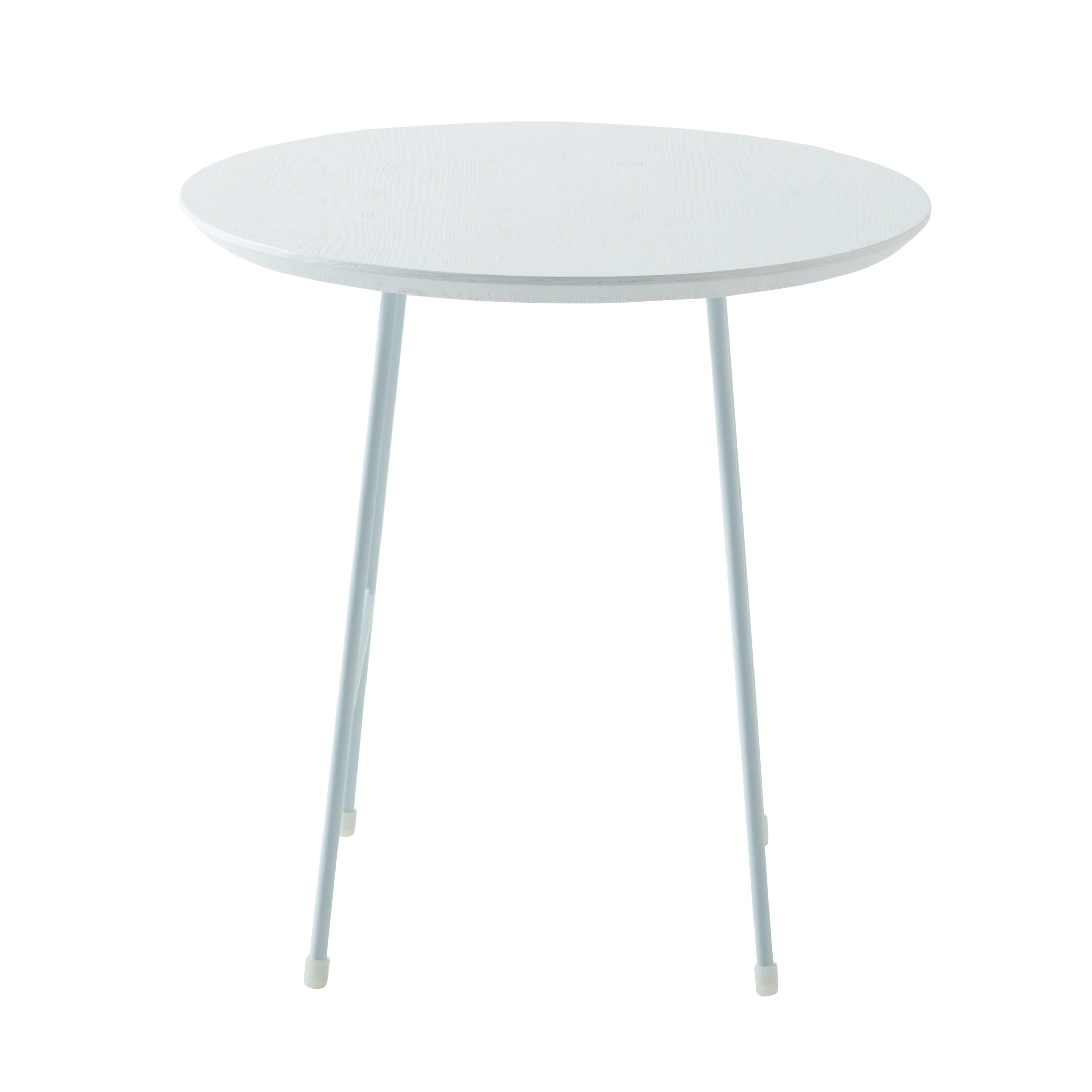 Rossmore Mid Century Modern Round Side Table With White Steel Frame