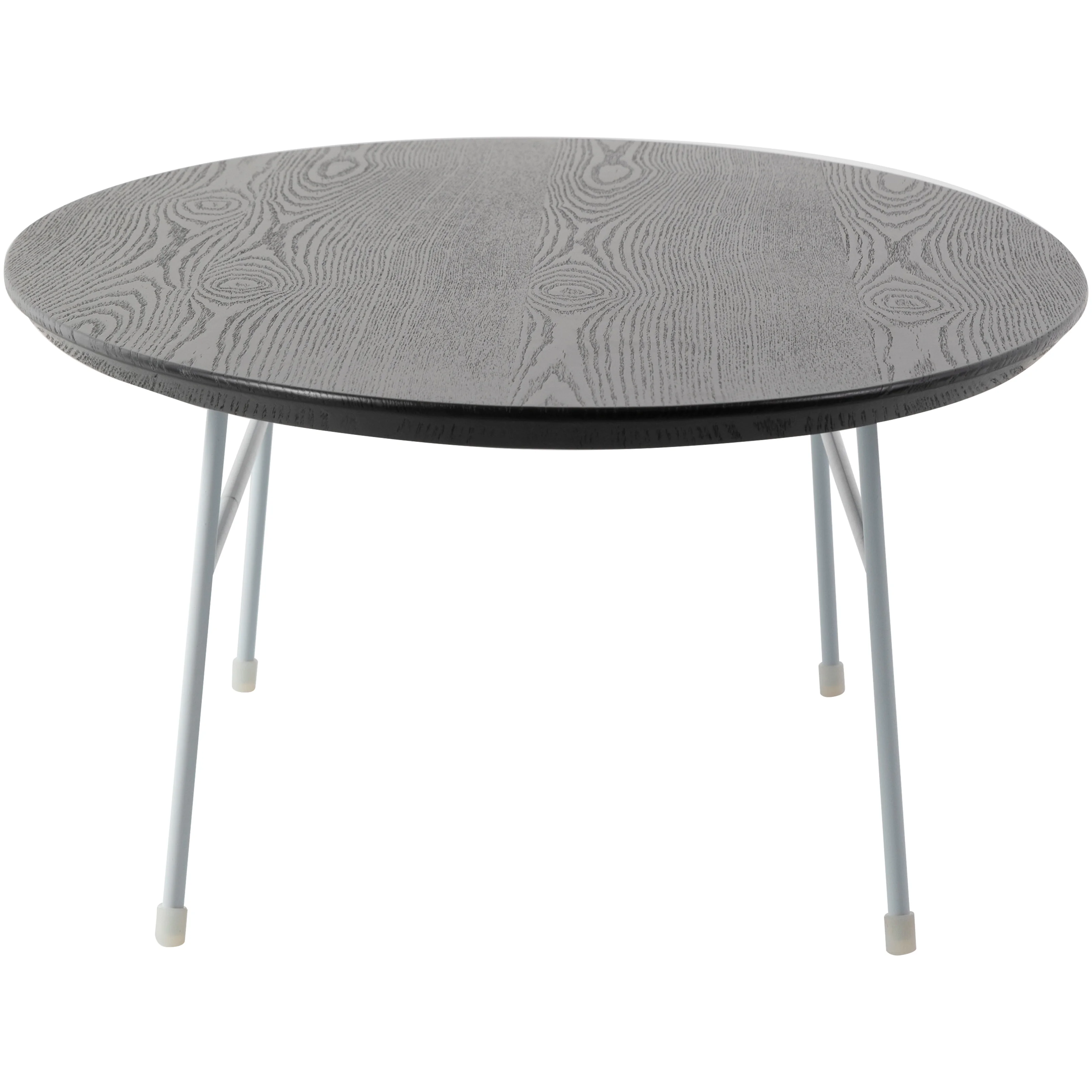Rossmore Oval Coffee Table with Ash Veneer Top and White Powder Coated Steel Frame in Black