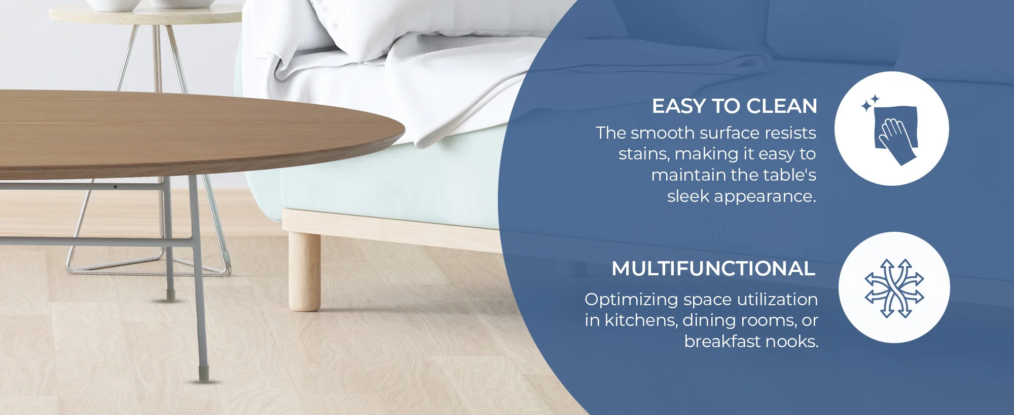 Rossmore Oval Coffee Table with Ash Veneer Top and White Powder Coated Steel Frame in Natural Wood