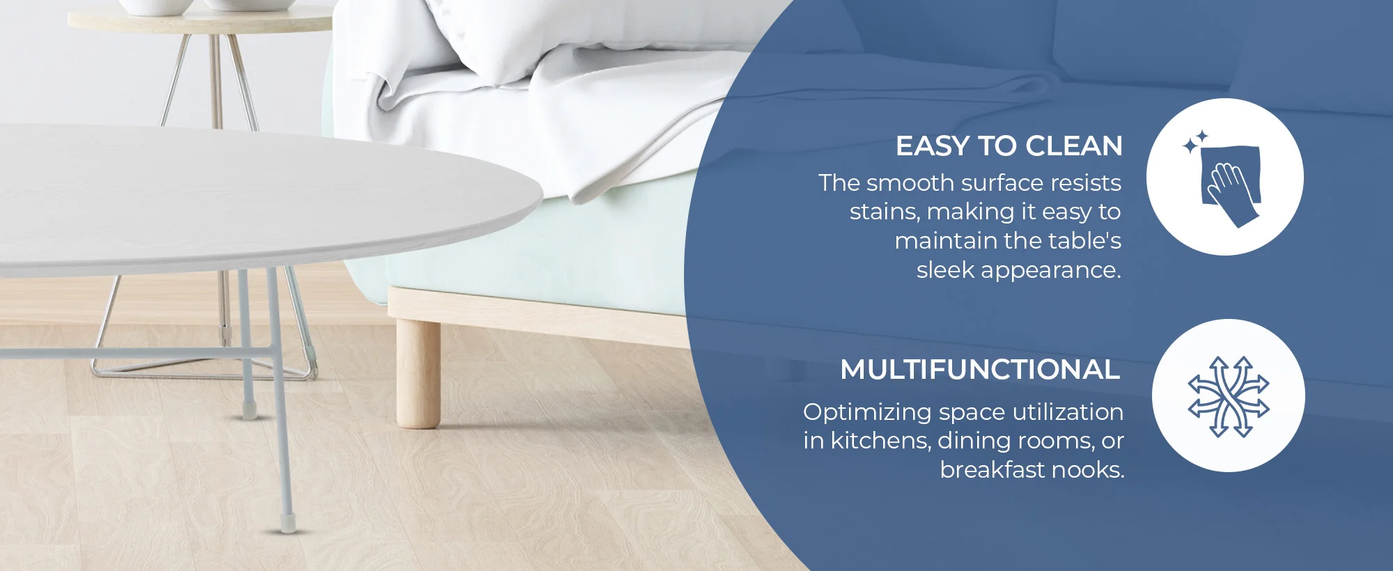 Rossmore Oval Coffee Table with Ash Veneer Top and White Powder Coated Steel Frame in White