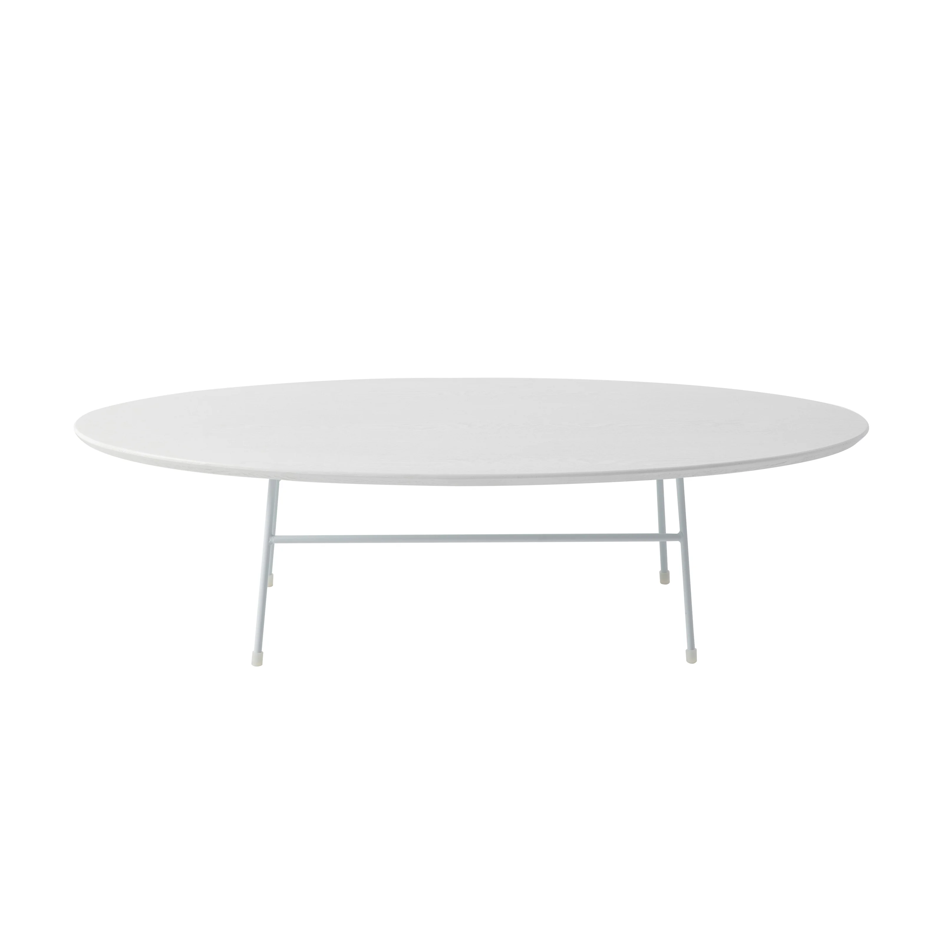 Rossmore Oval Coffee Table with Ash Veneer Top and White Powder Coated Steel Frame in White