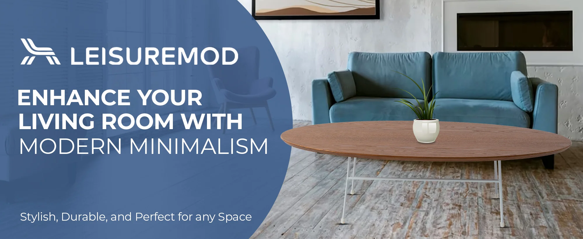 Rossmore Oval Coffee Table with Ash Veneer Top and White Powder Coated Steel Frame in Walnut