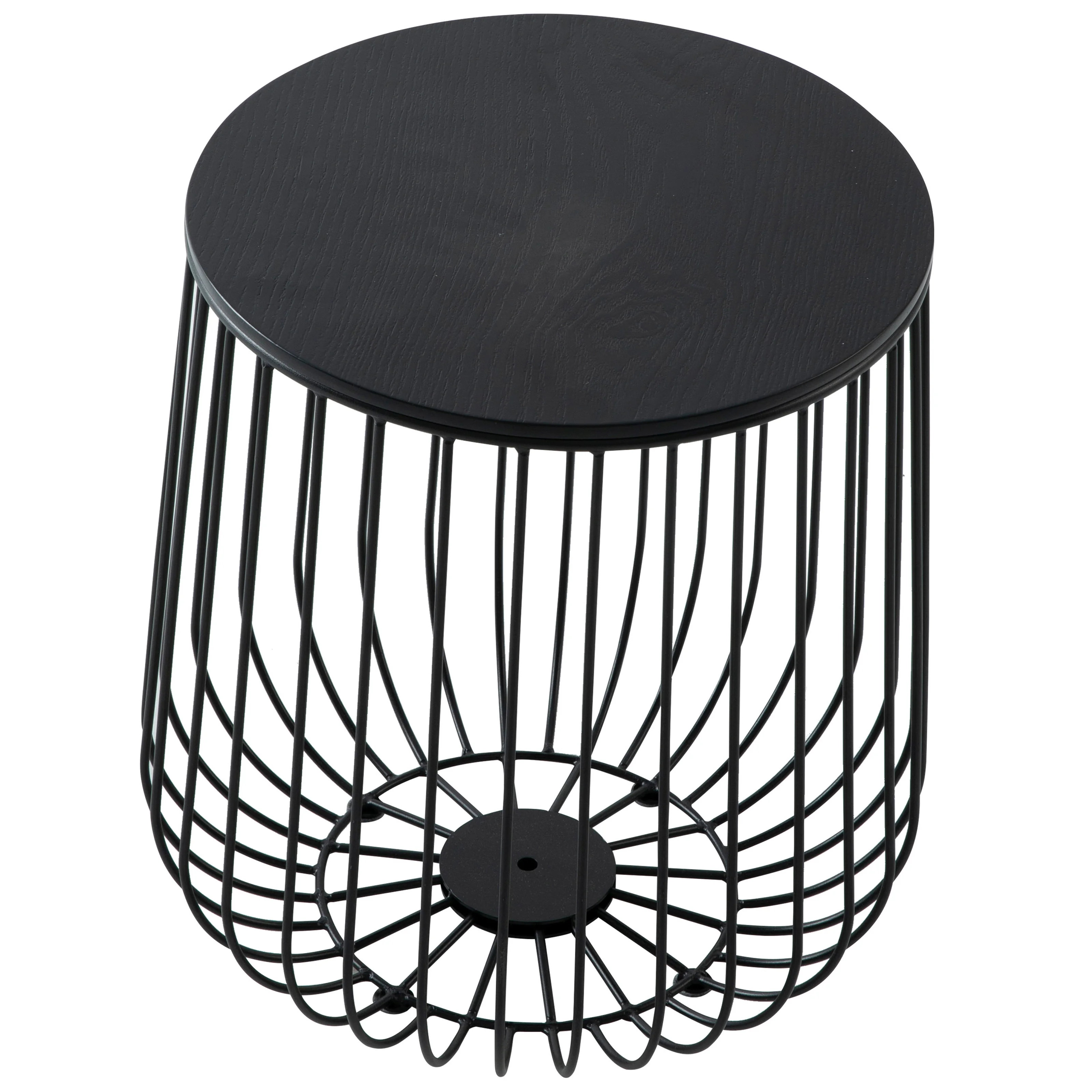 Runswick Modern Wood Top End Table With Metal Base in Black