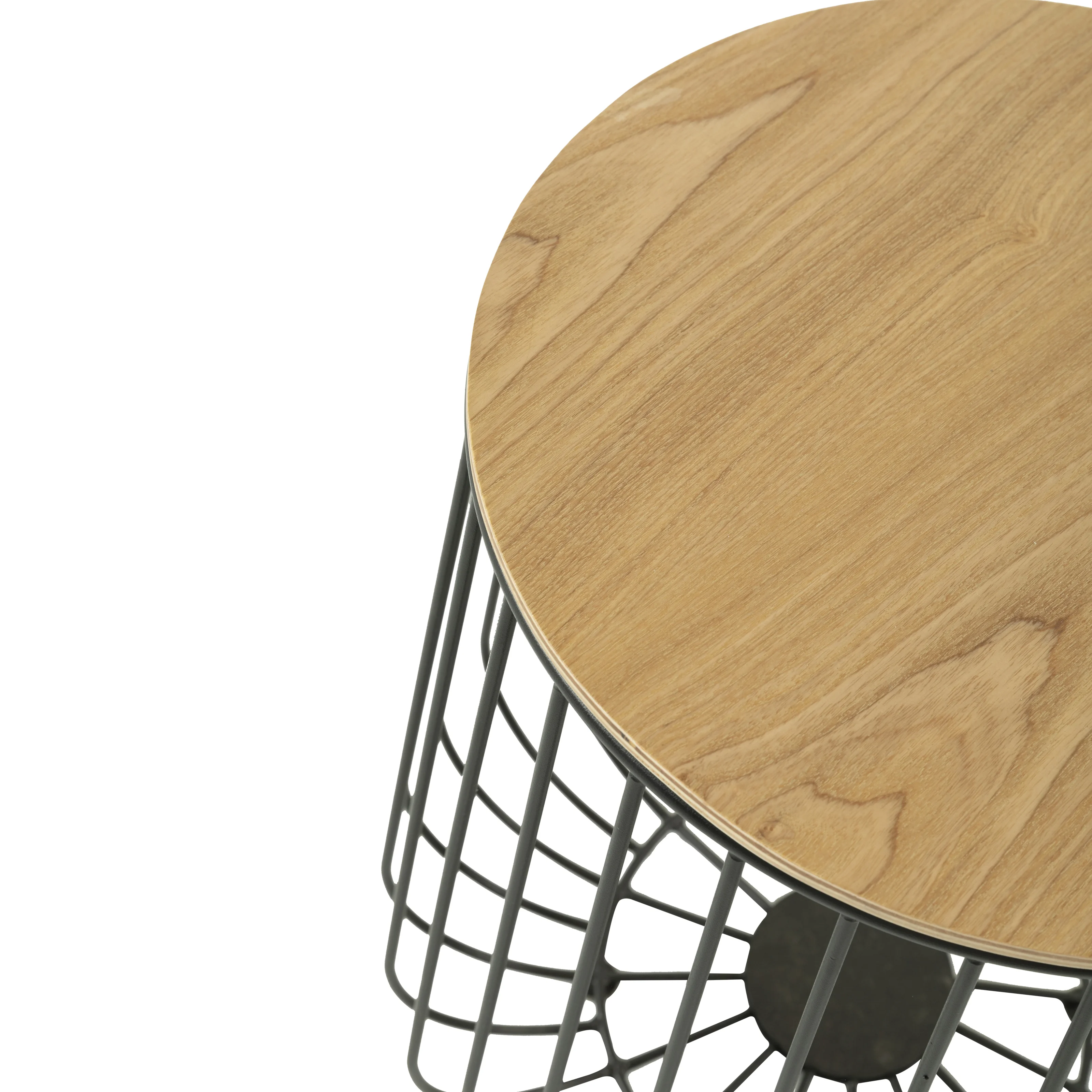 Runswick Modern Wood Top End Table With Metal Base in Natural Wood