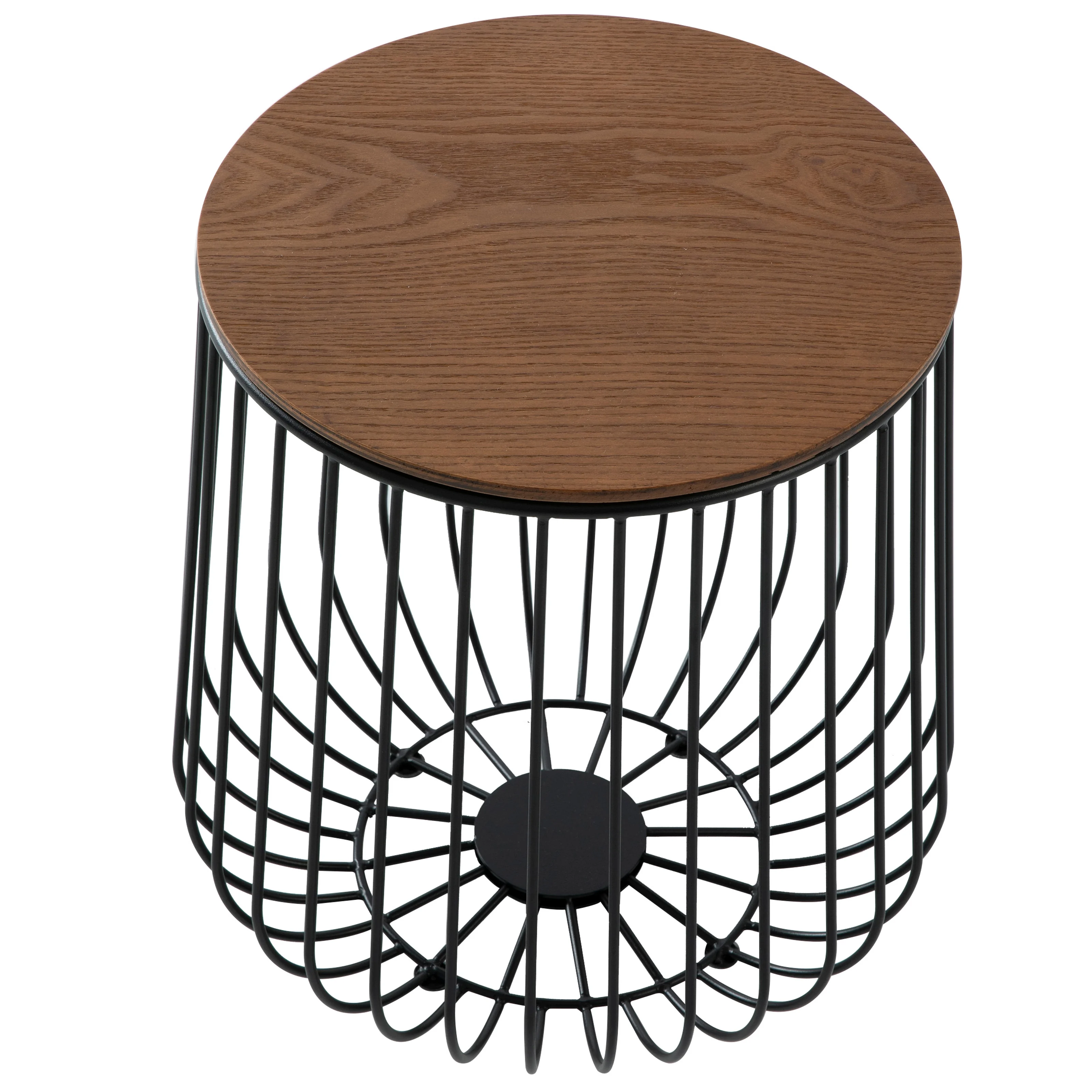 Runswick Modern Wood Top End Table With Metal Base in Walnut