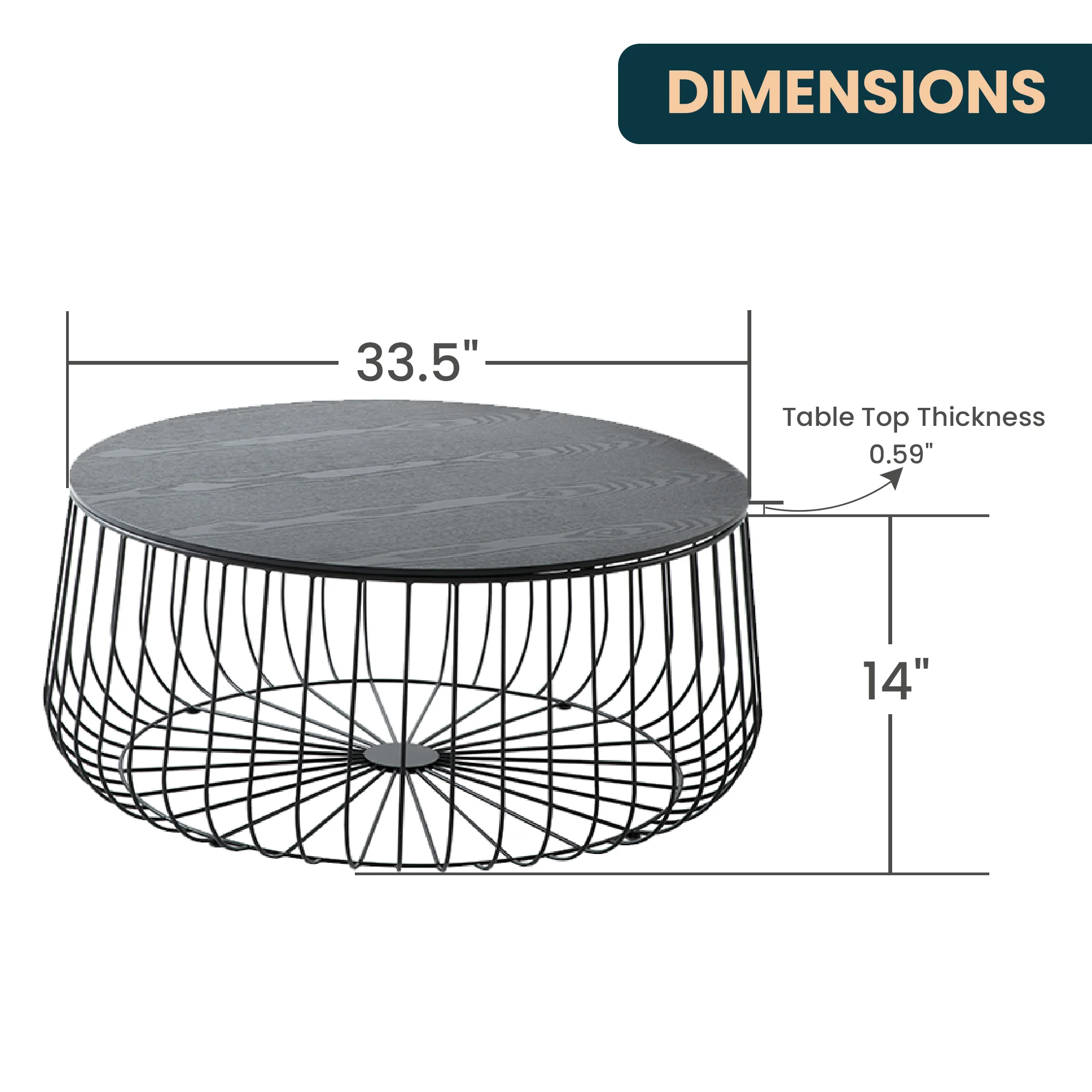 Runswick Modern Wood Top Coffee Table With Metal Base