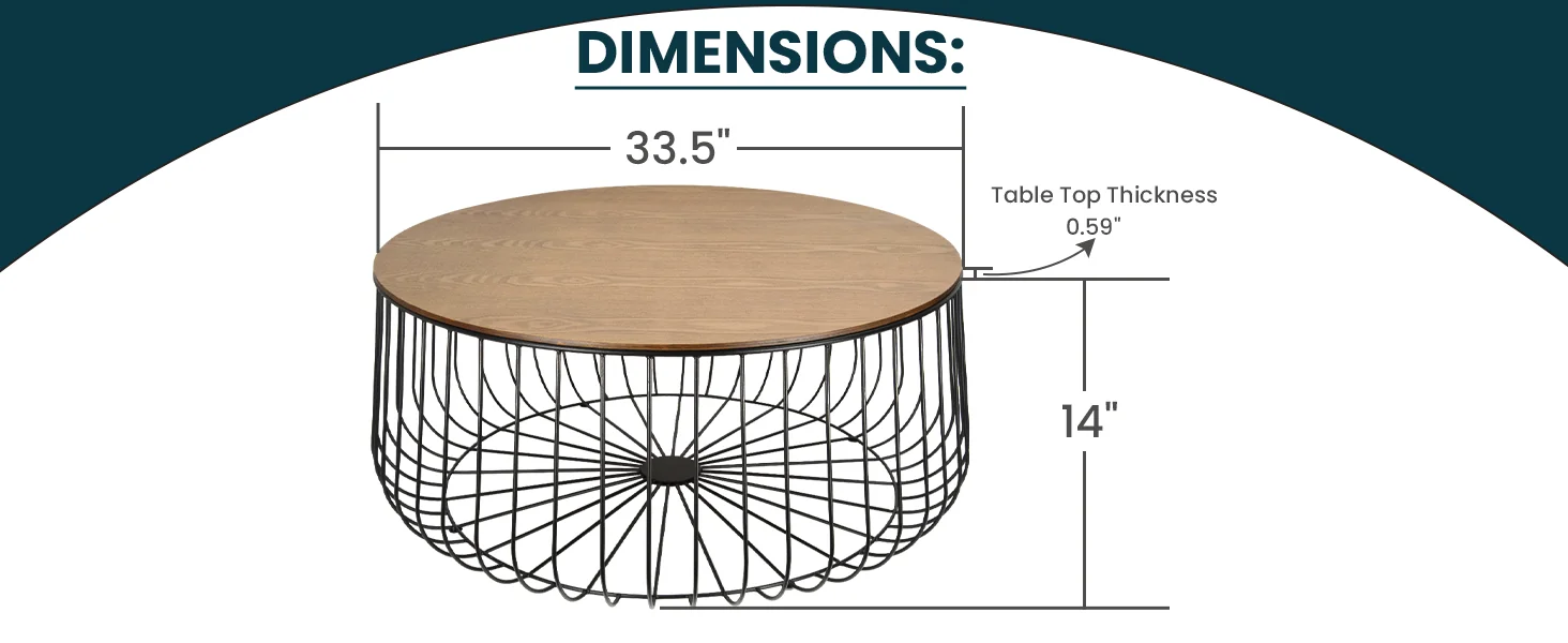 Runswick Modern Wood Top Coffee Table With Metal Base