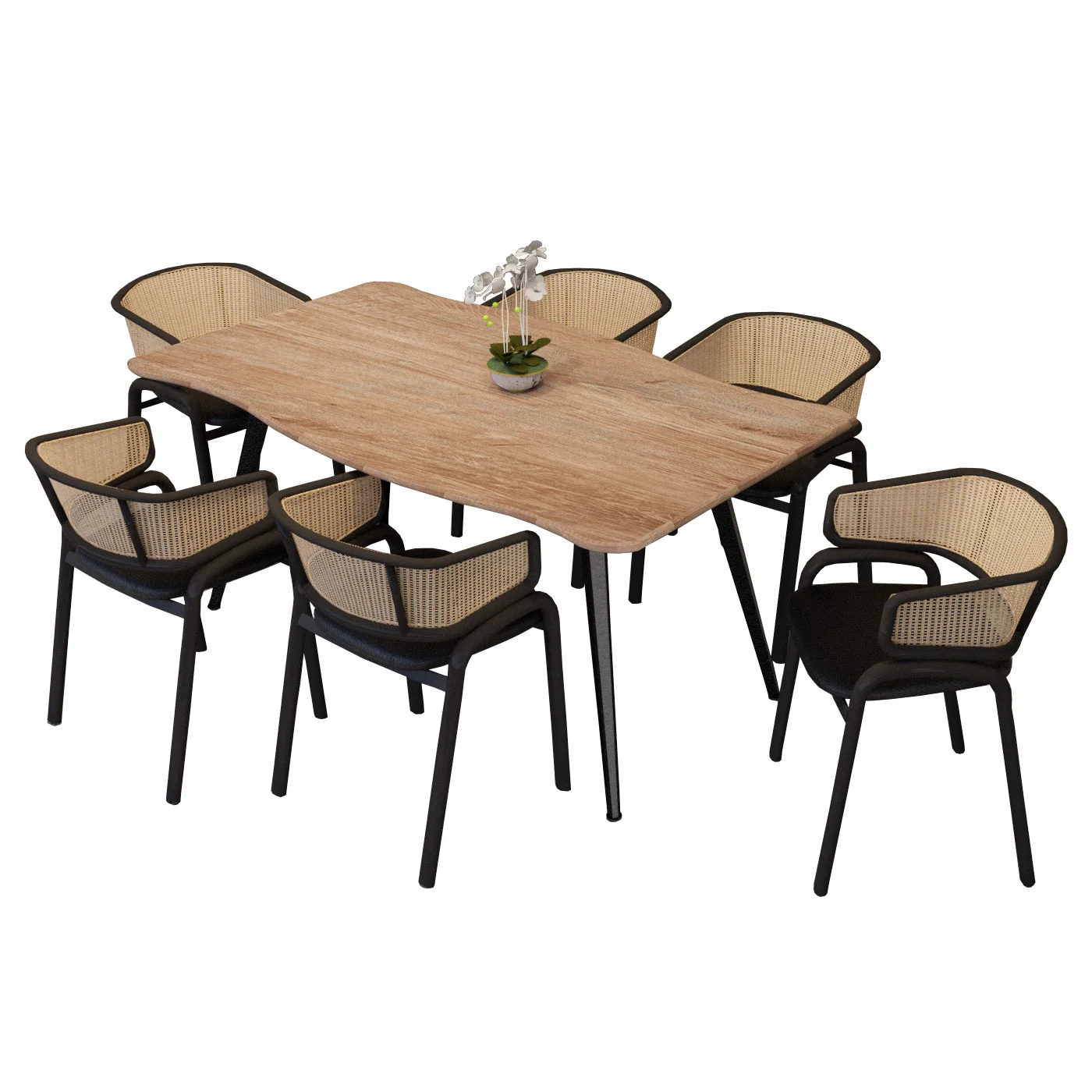 7-pc Dining Set Ravenna Colle...and 6 Ervilla Chairs in Butternut-Black