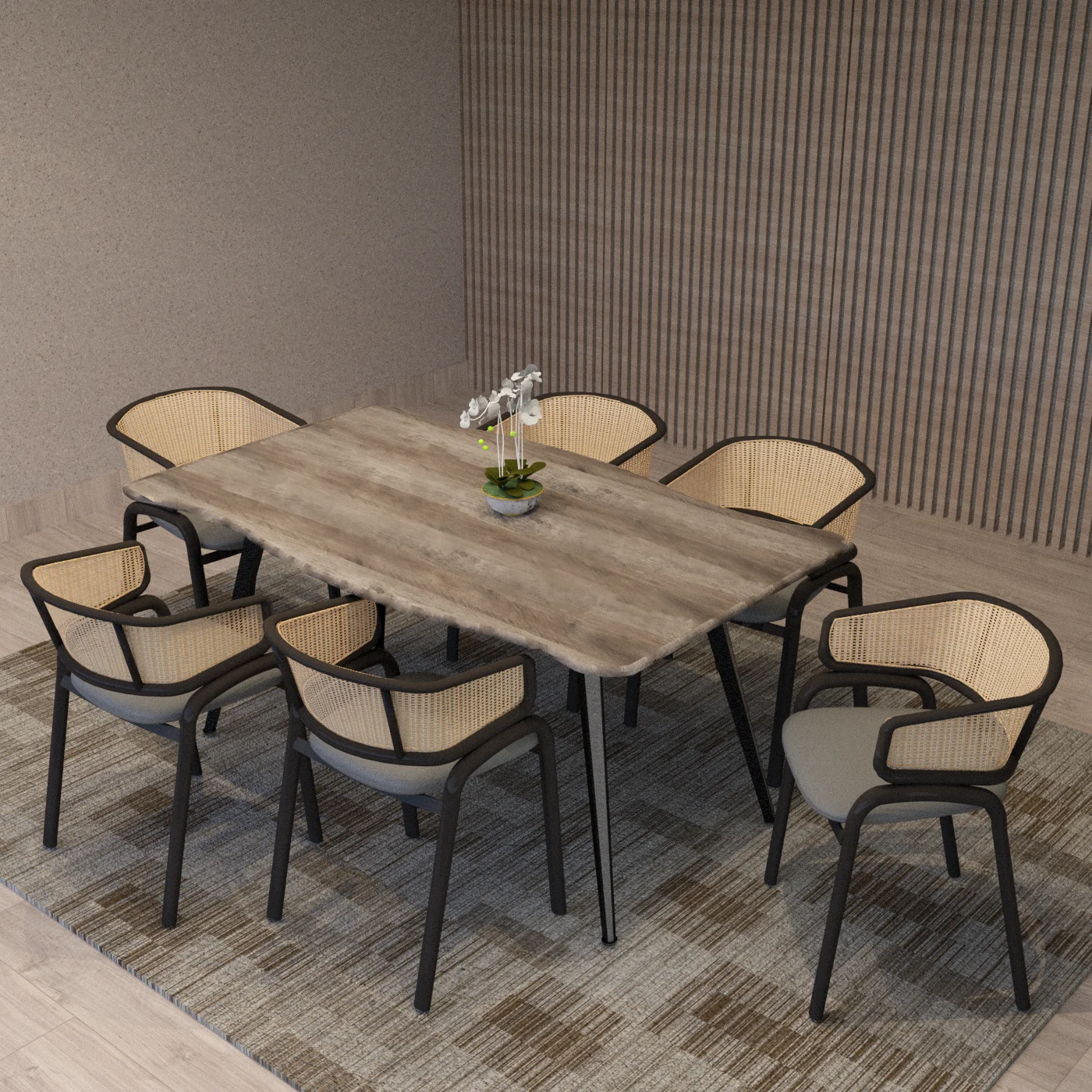 7-pc Dining Set Ravenna Colle...d 6 Ervilla Chairs in Weathered Oak-Grey