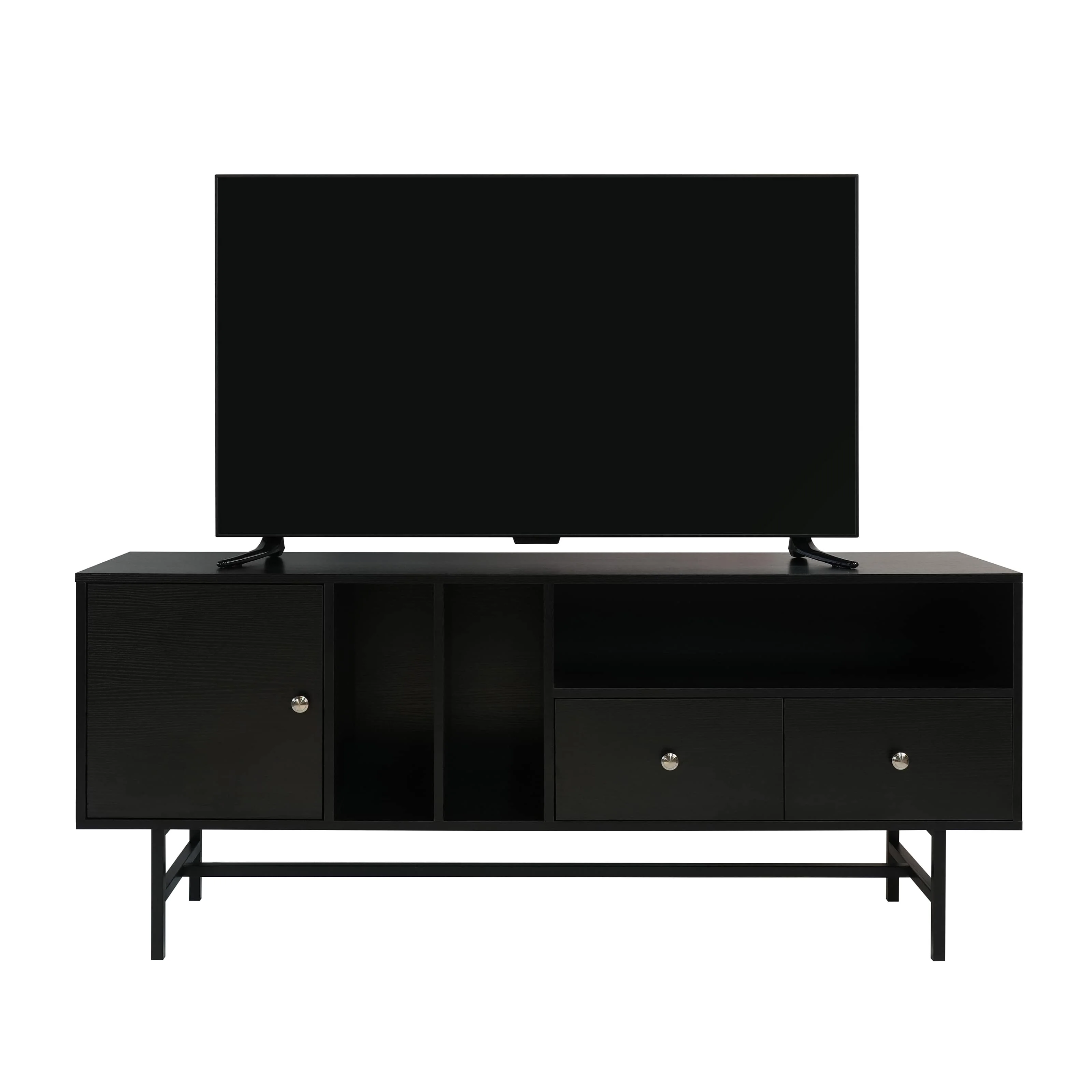 Rochester Modern Rectangular TV Stand with Enclosed Storage and Powder Coated Iron Legs