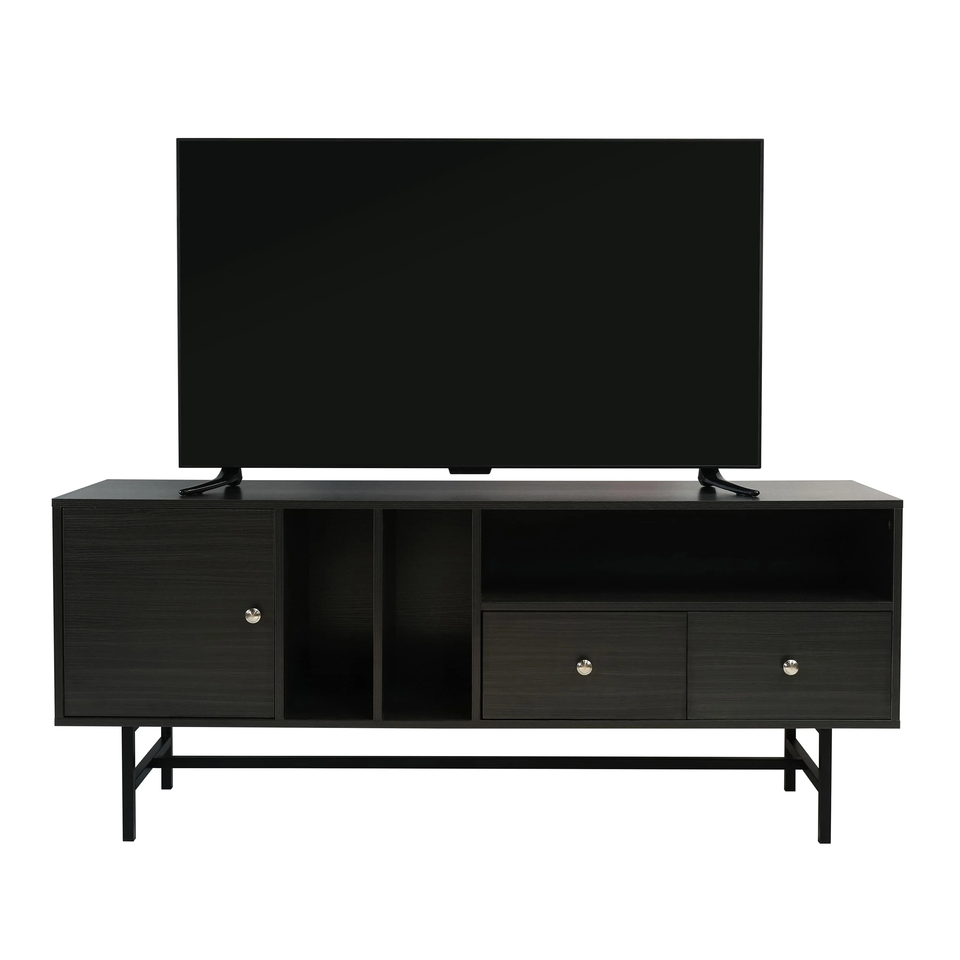 Rochester Modern Rectangular TV Stand with Enclosed Storage and Powder Coated Iron Legs