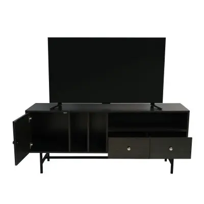Rochester Modern Rectangular TV Stand with Enclosed Storage and Powder Coated Iron Legs