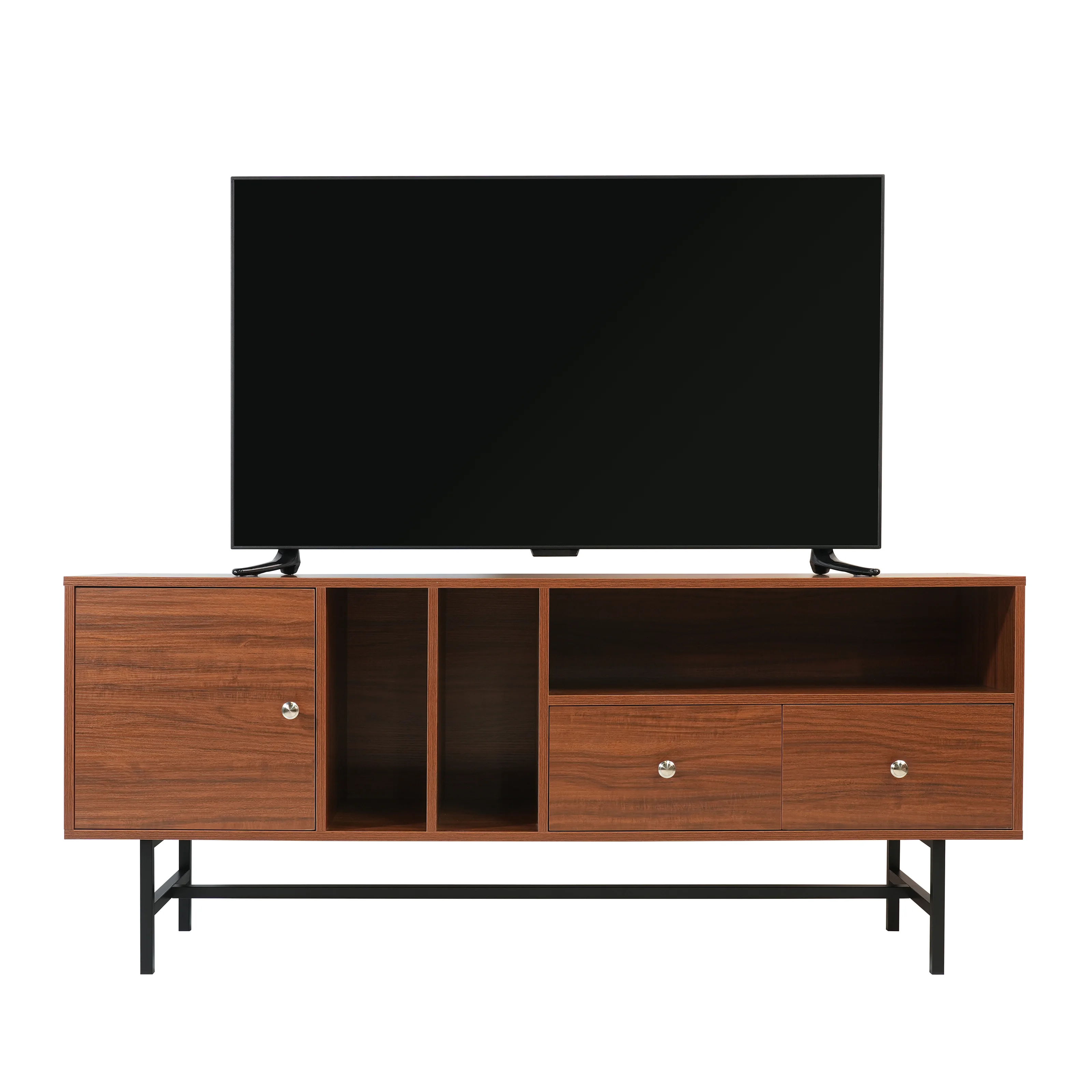 Rochester Modern Rectangular TV Stand with Enclosed Storage and Powder Coated Iron Legs