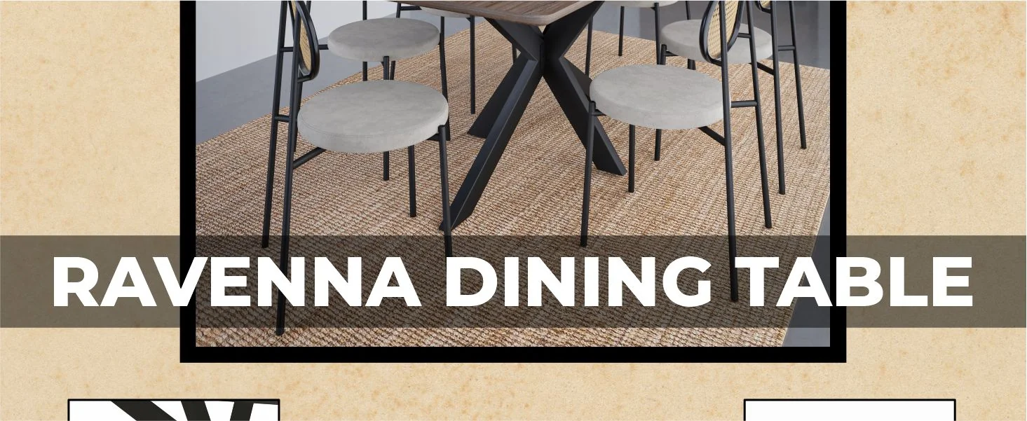 Ravenna 63" Rectangular Wood Dining Table With Modern Metal Base