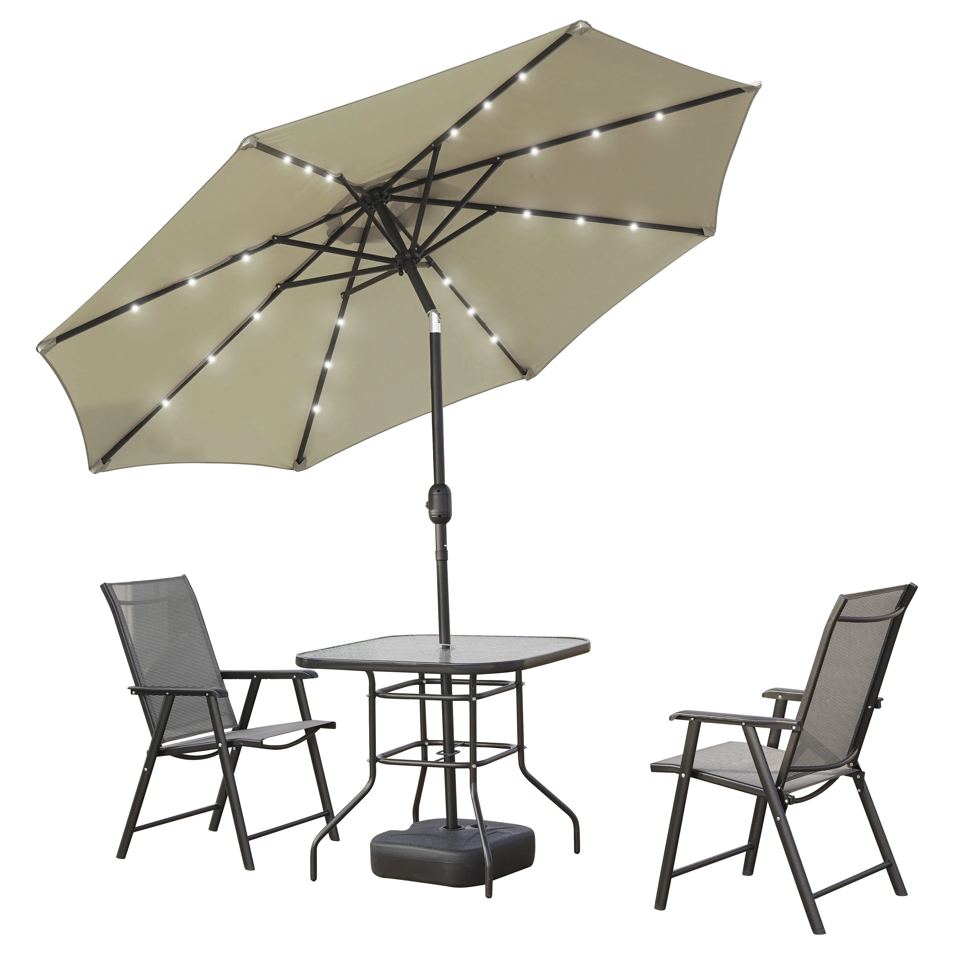 Sierra Outdoor Patio Umbrella with Base in Cream