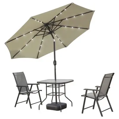 Sierra Outdoor Patio Umbrella with Base in Cream
