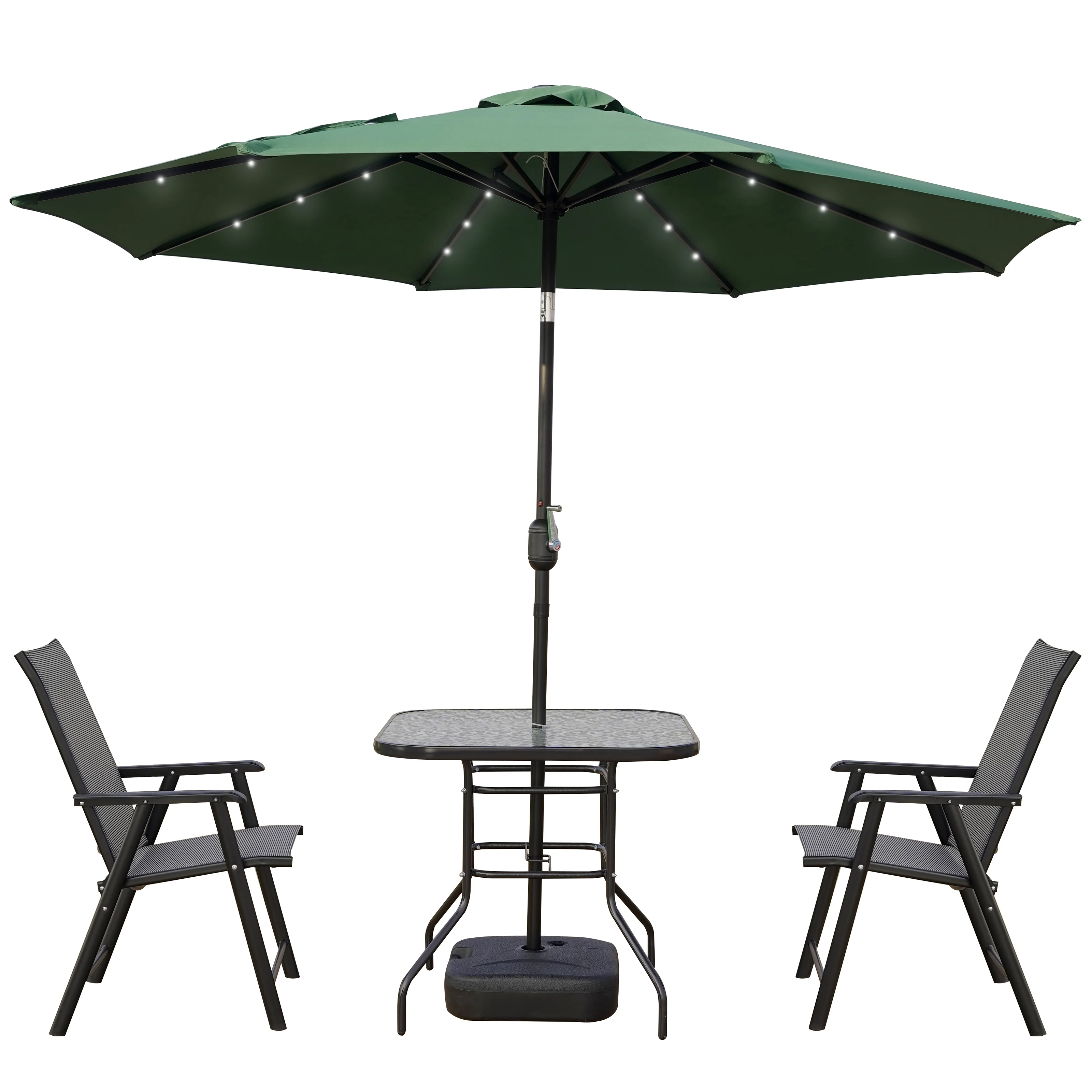 Sierra Outdoor Patio Umbrella with Base in Green