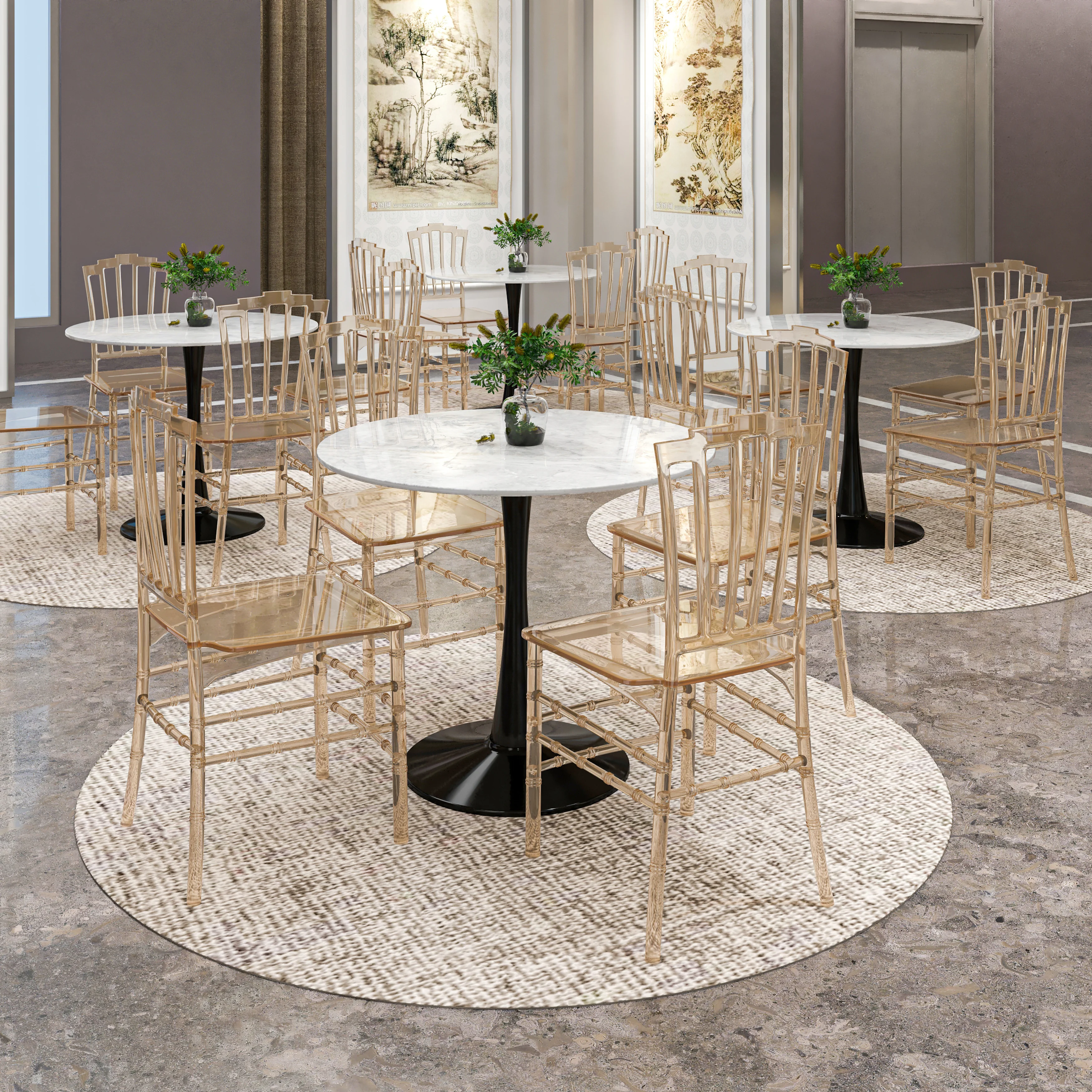 Synth Series Modern Dining Chair in Amber Set of 2