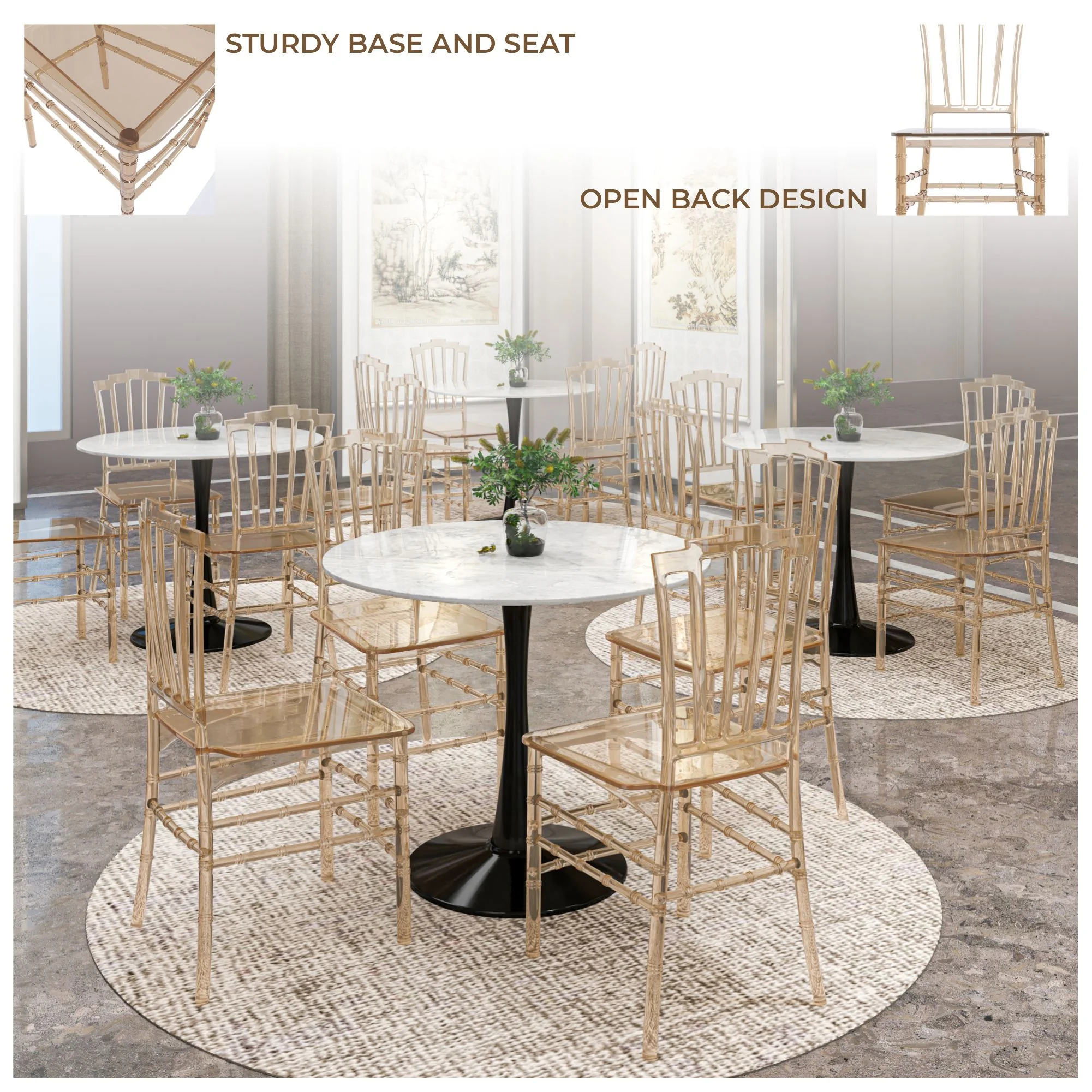 Synth Series Modern Dining Chair in Amber Set of 2