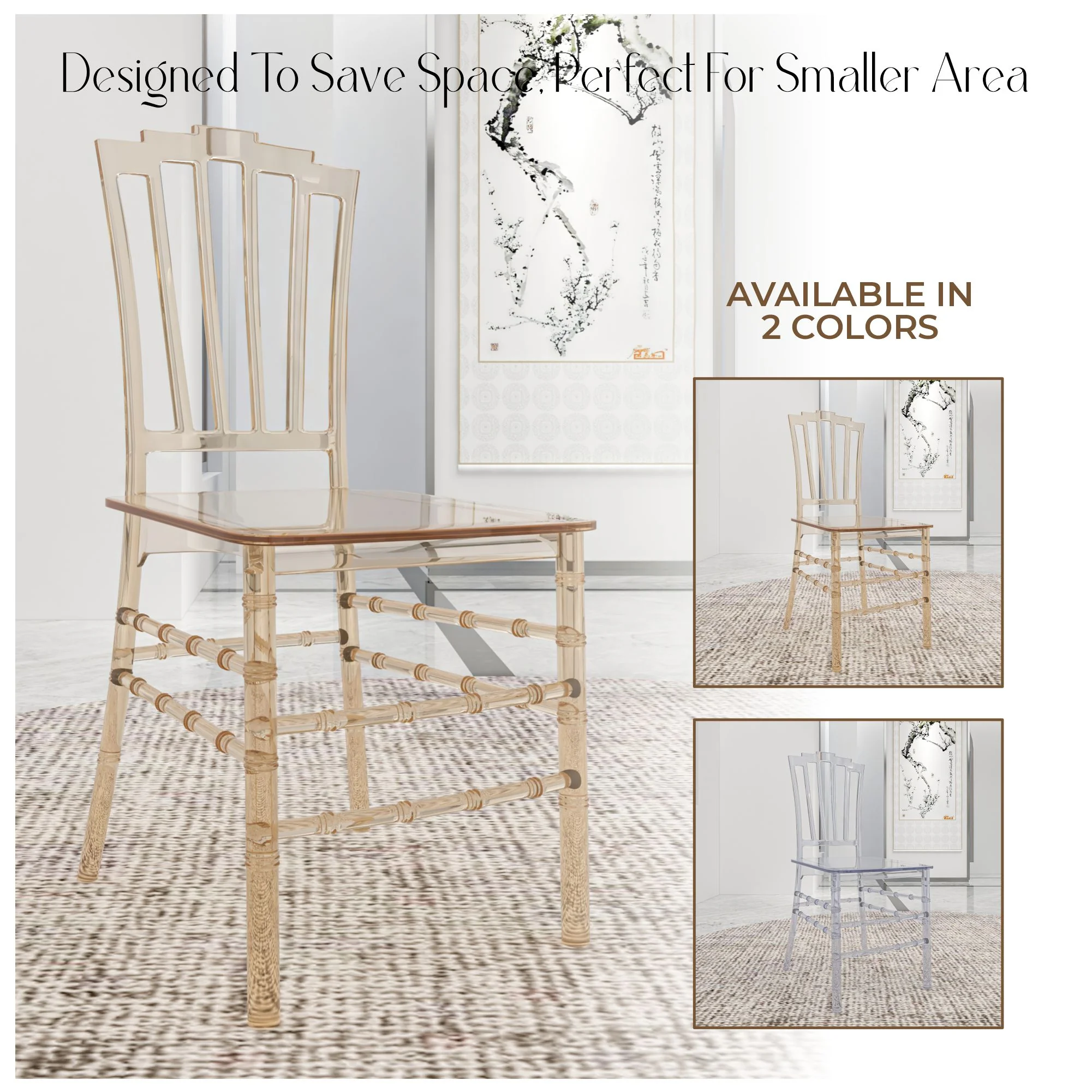 Synth Series Modern Dining Chair in Amber Set of 4