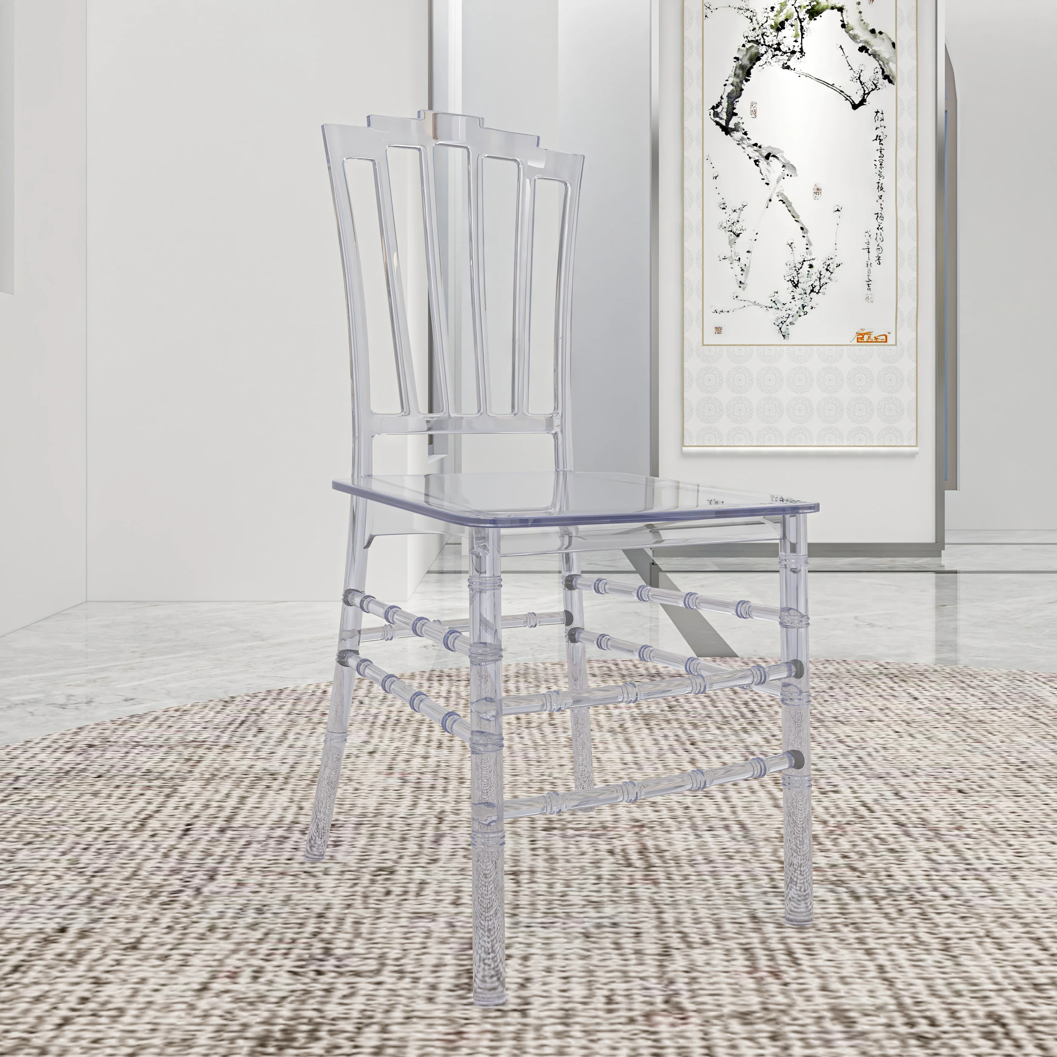 Synth Series Modern Dining Chair in Clear Set of 2