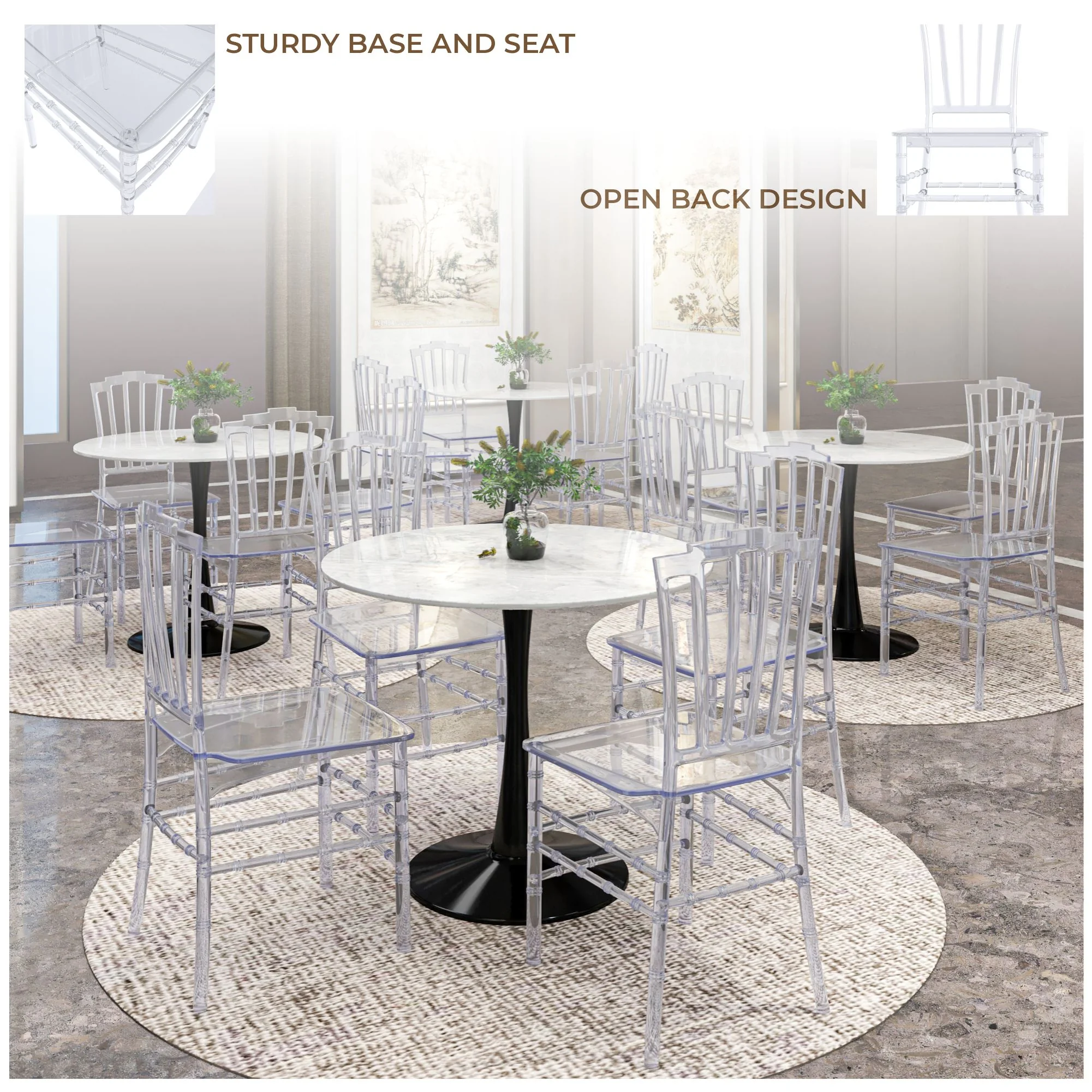 Synth Series Modern Dining Chair in Clear Set of 2