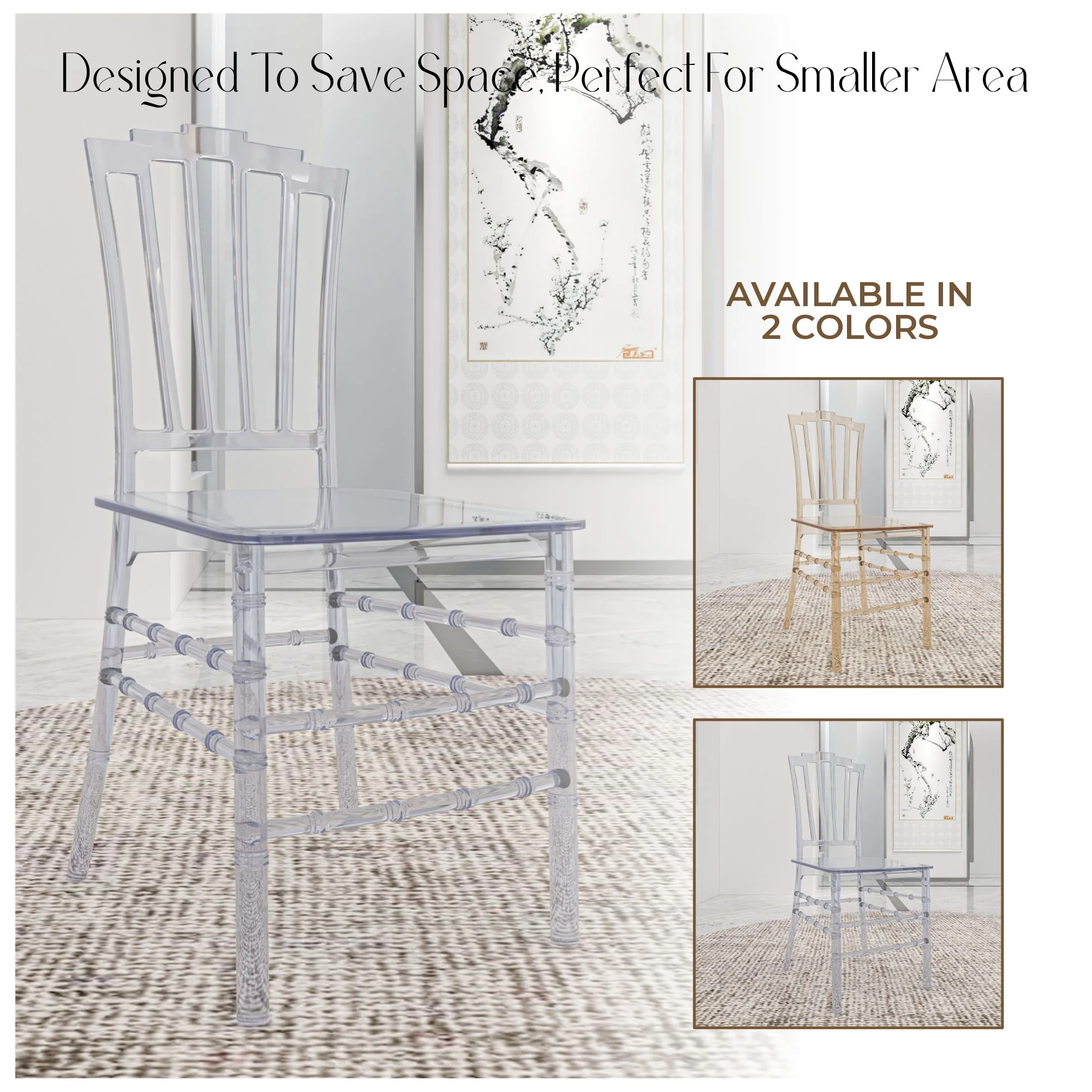 Synth Series Modern Dining Chair in Clear Set of 2