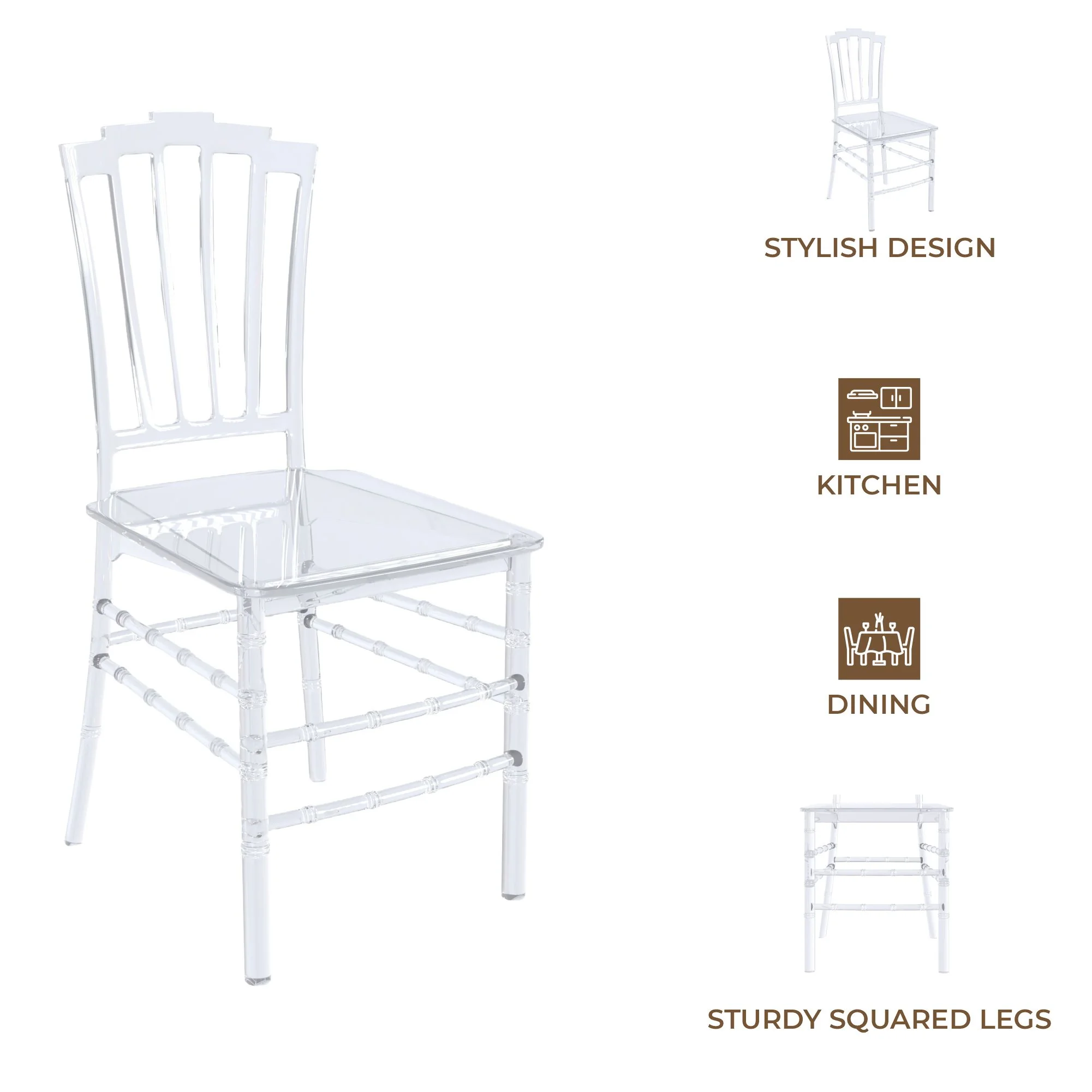 Synth Series Modern Dining Chair in Clear Set of 4