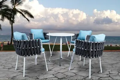 Spencer Modern Rope Outdoor Patio Dining Chair With Cushions