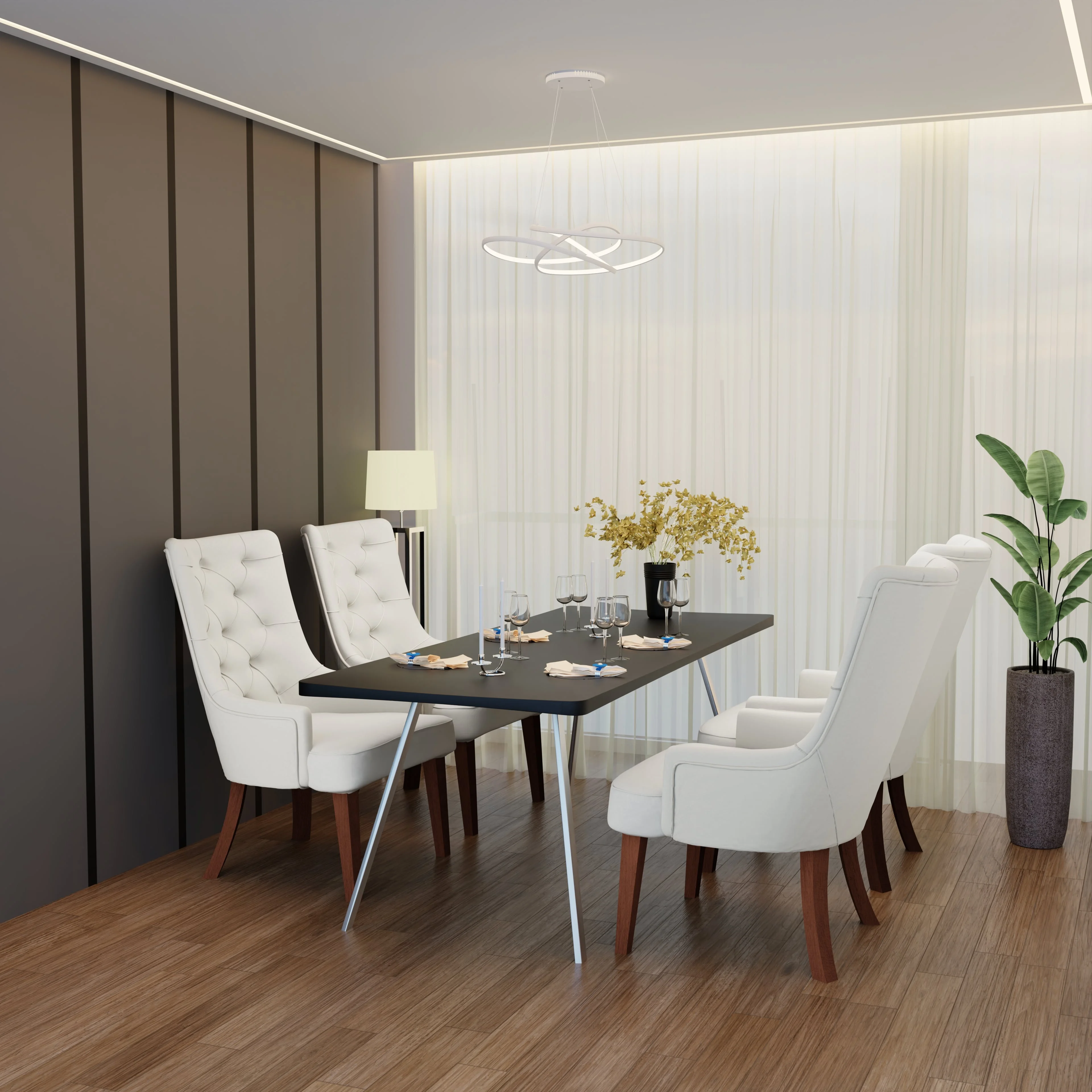 Spruce Collection Modern Wooden Dining Chair in Beige Velvet Set of 2