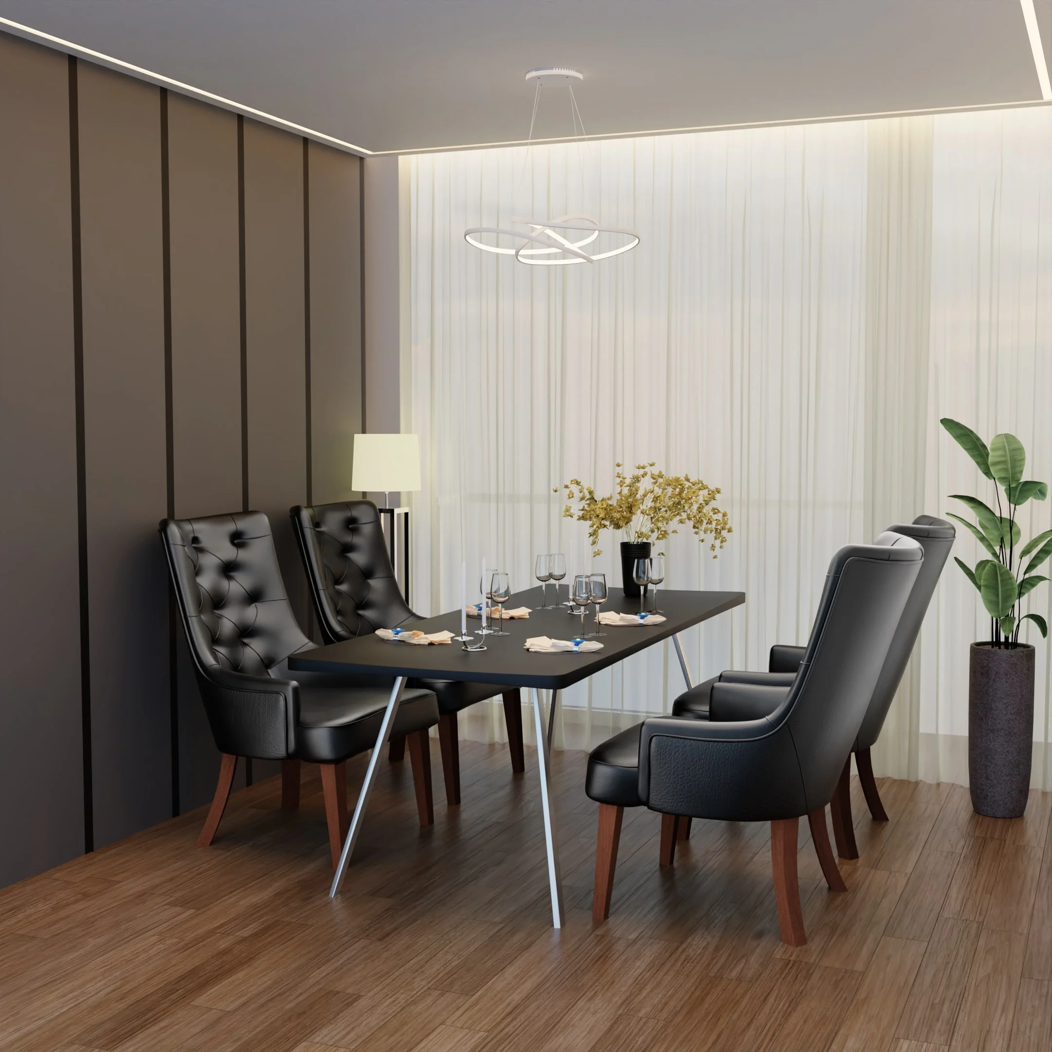 Spruce Collection Modern Wooden Dining Chair in Charcoal Grey