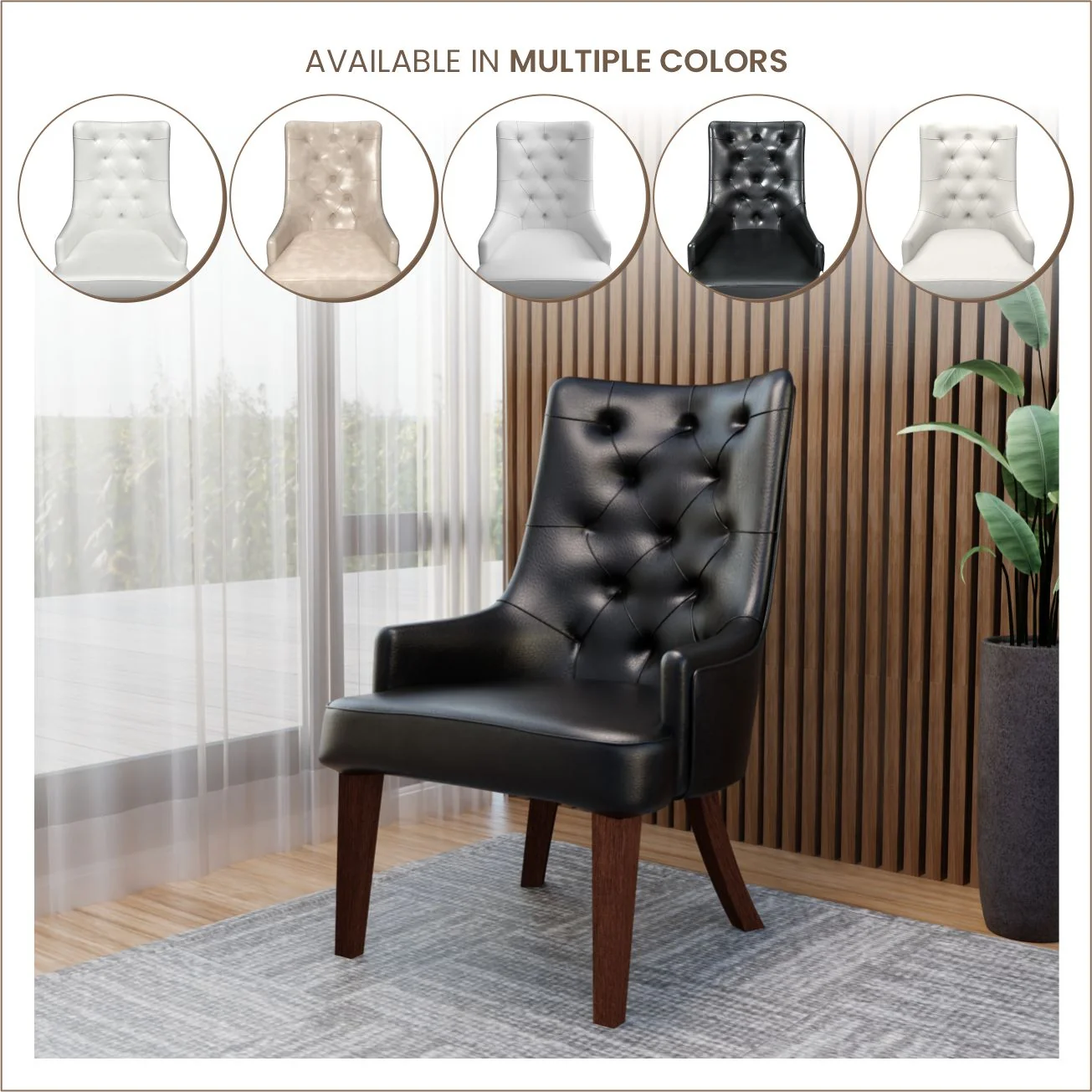 Spruce Collection Modern Wooden Dining Chair in Charcoal Grey Set of 4