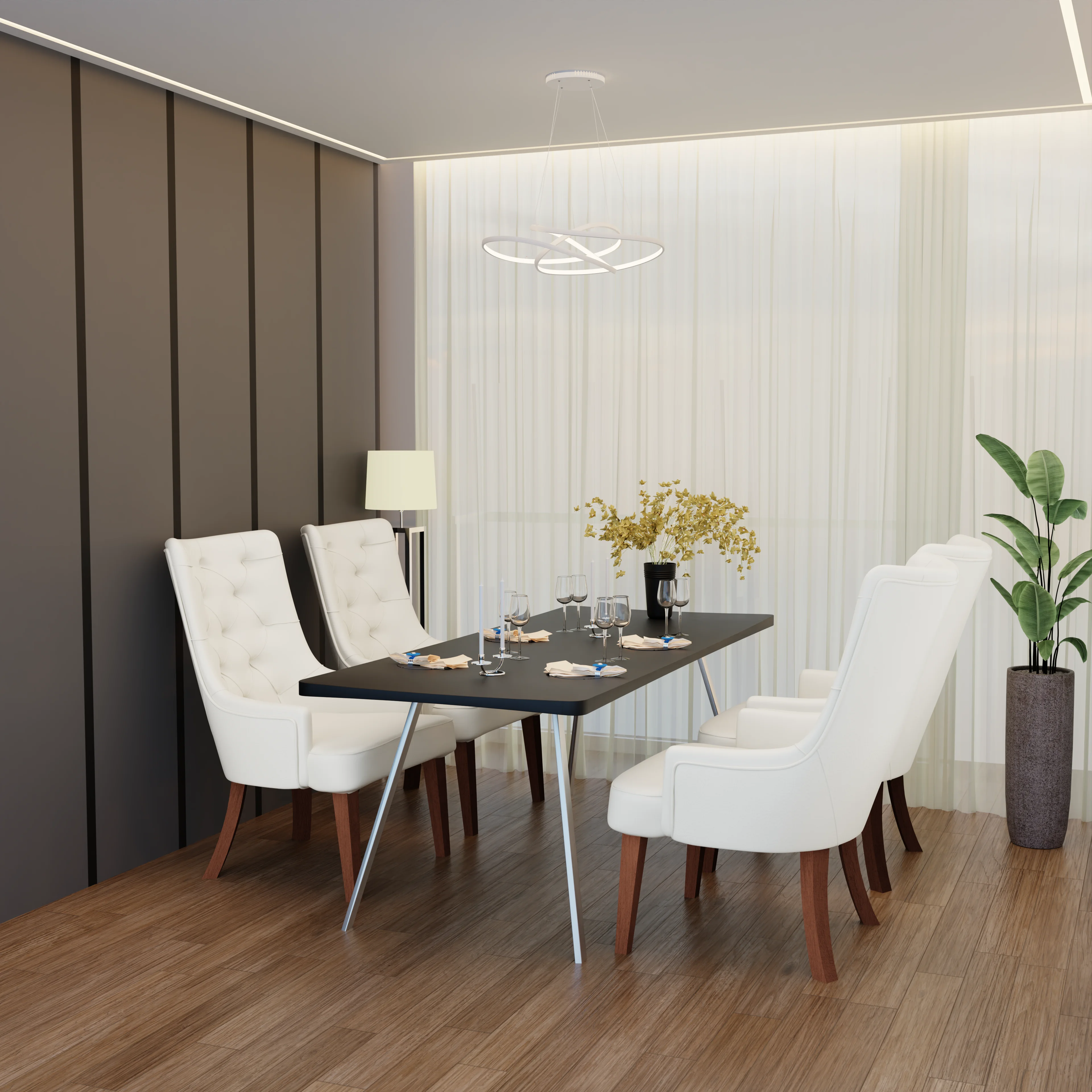 Spruce Collection Modern Wooden Dining Chair in White