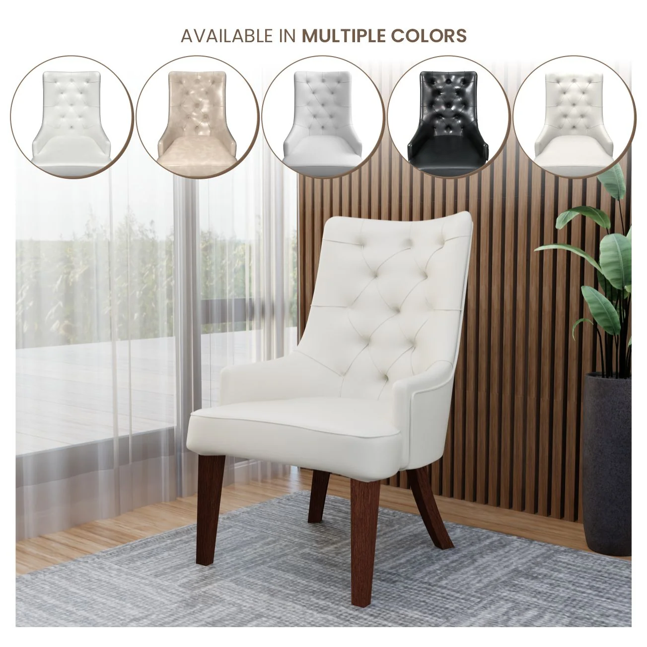 Spruce Collection Modern Wooden Dining Chair in White Set of 2