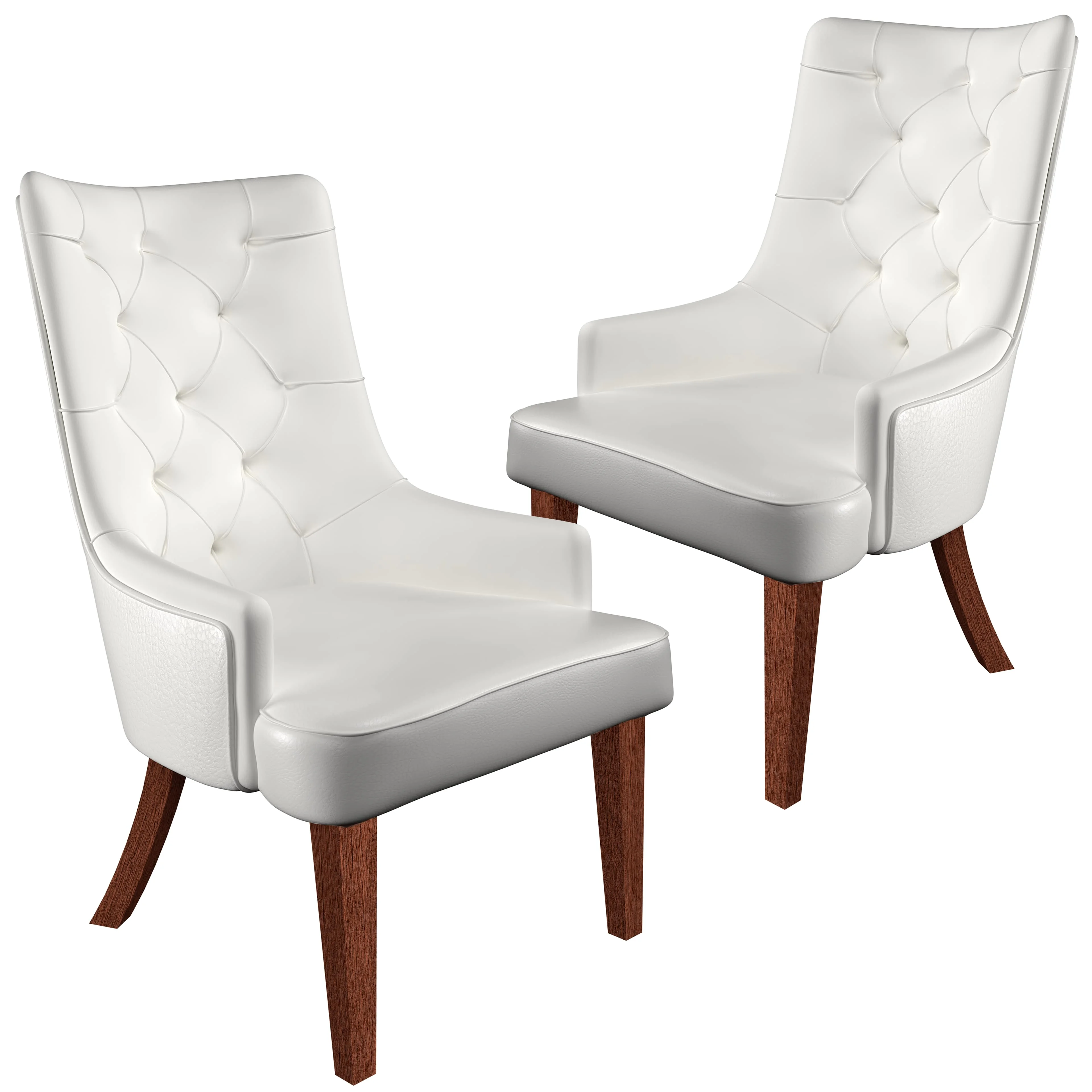 Spruce Collection Modern Wooden Dining Chair in White Set of 2