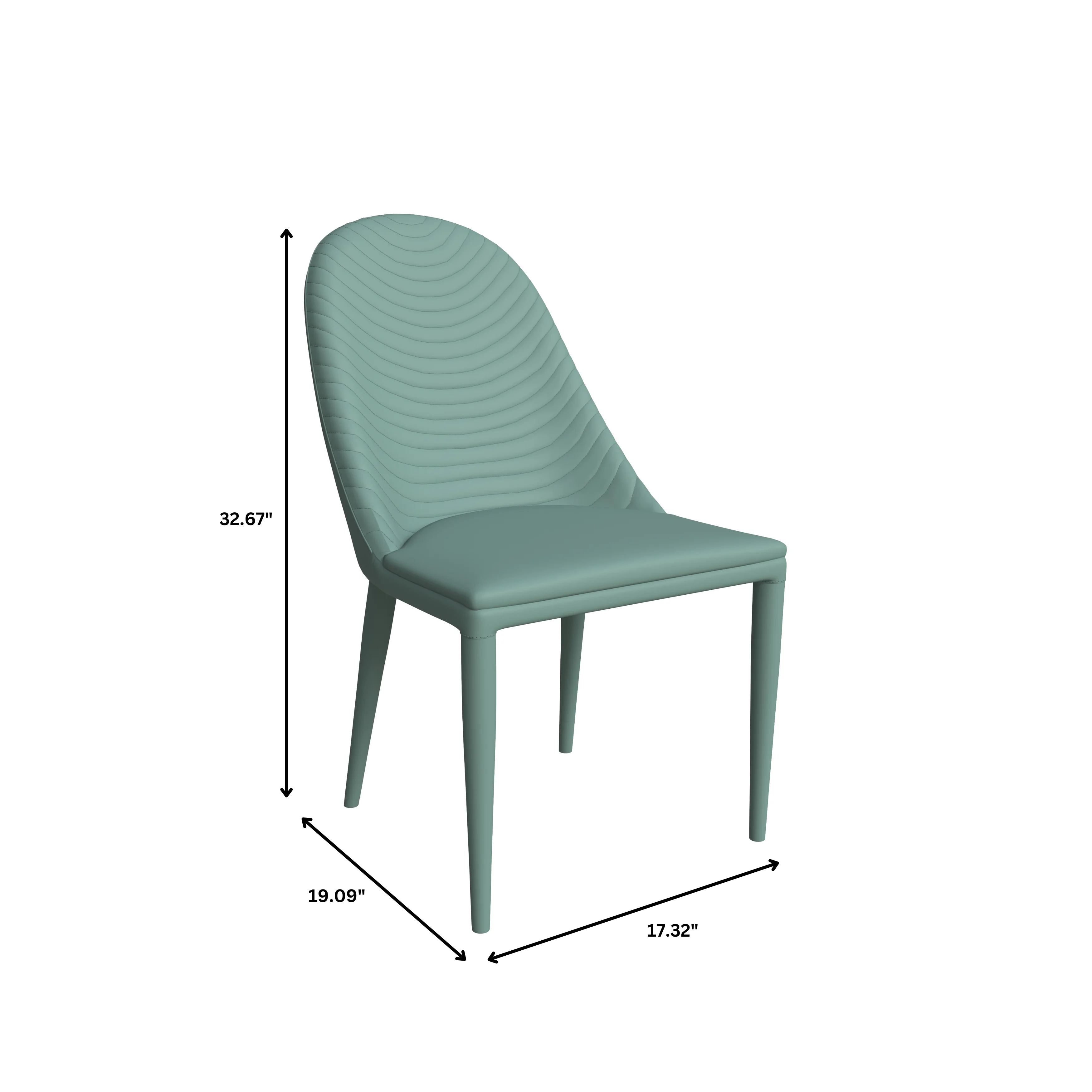 Seville Collection Modern Dining Chair in Green - Set of 2