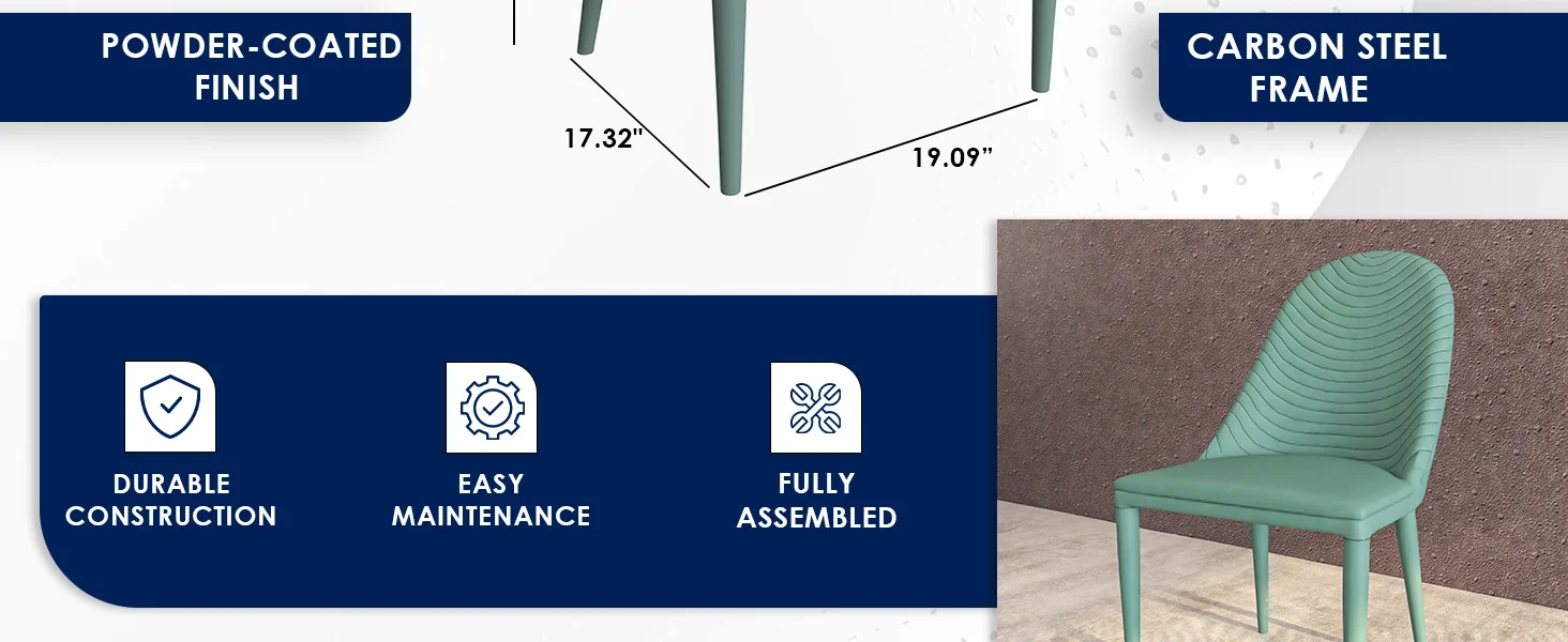 Seville Collection Modern Dining Chair in Green - Set of 2