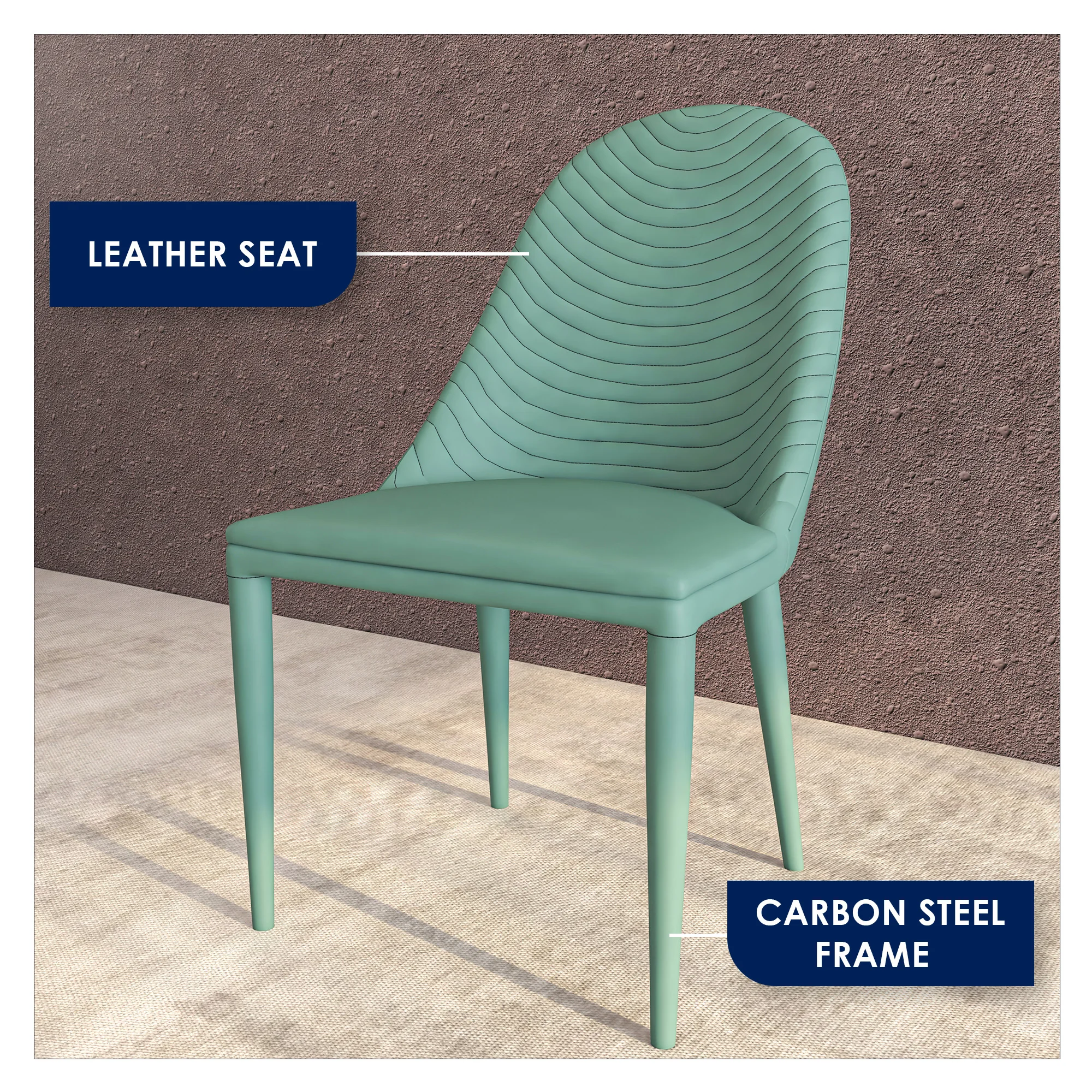 Seville Collection Modern Dining Chair in Green - Set of 2