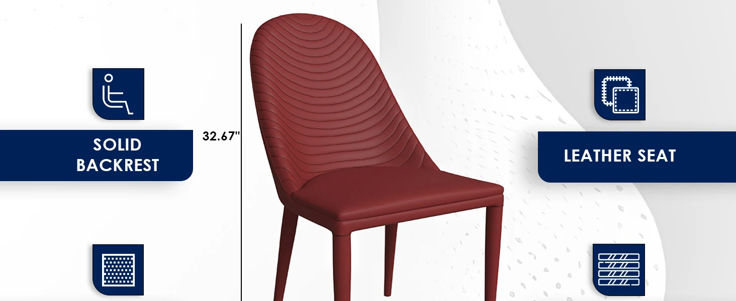 Seville Collection Modern Dining Chair in Red - Set of 2