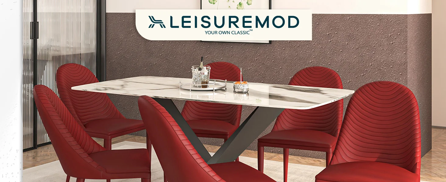 Seville Collection Modern Dining Chair in Red - Set of 2