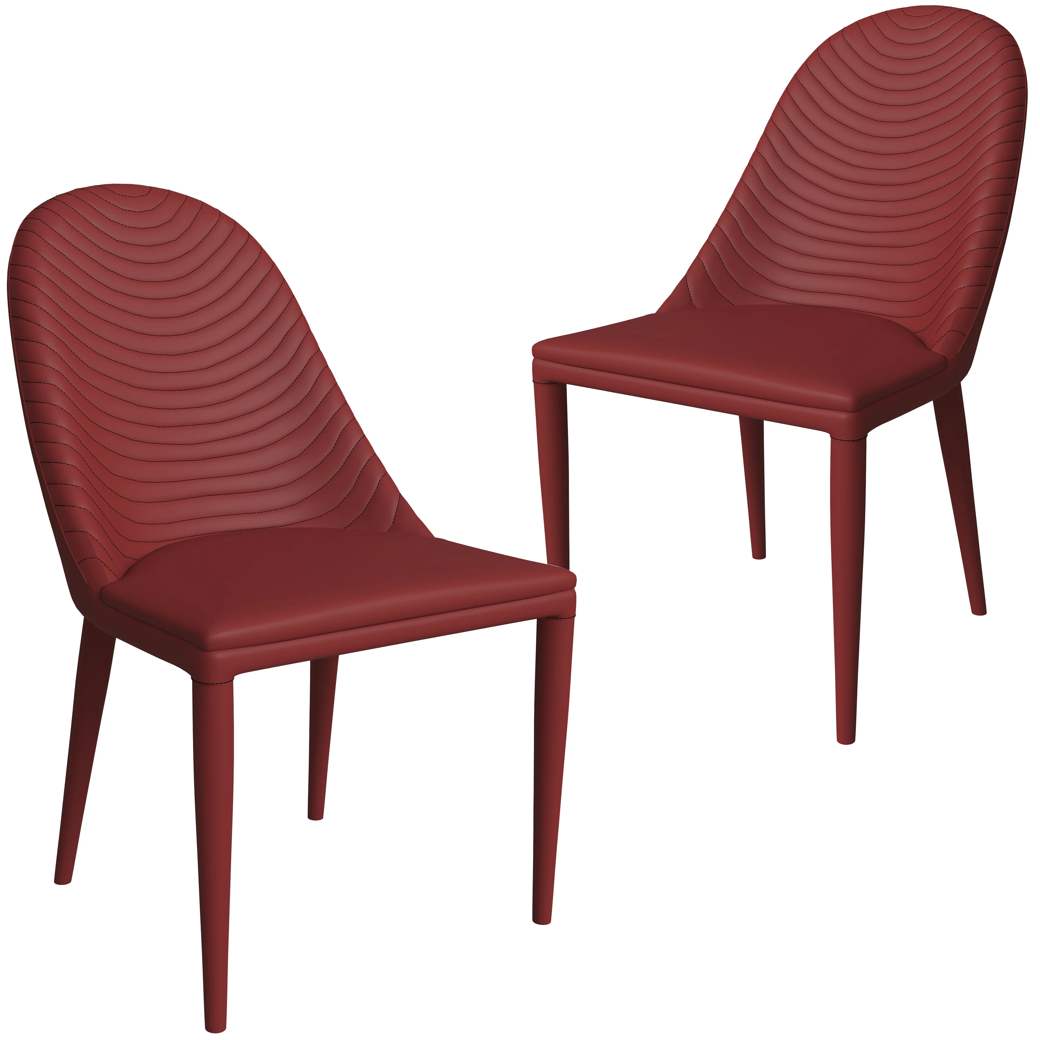 Seville Collection Modern Dining Chair in Red - Set of 2