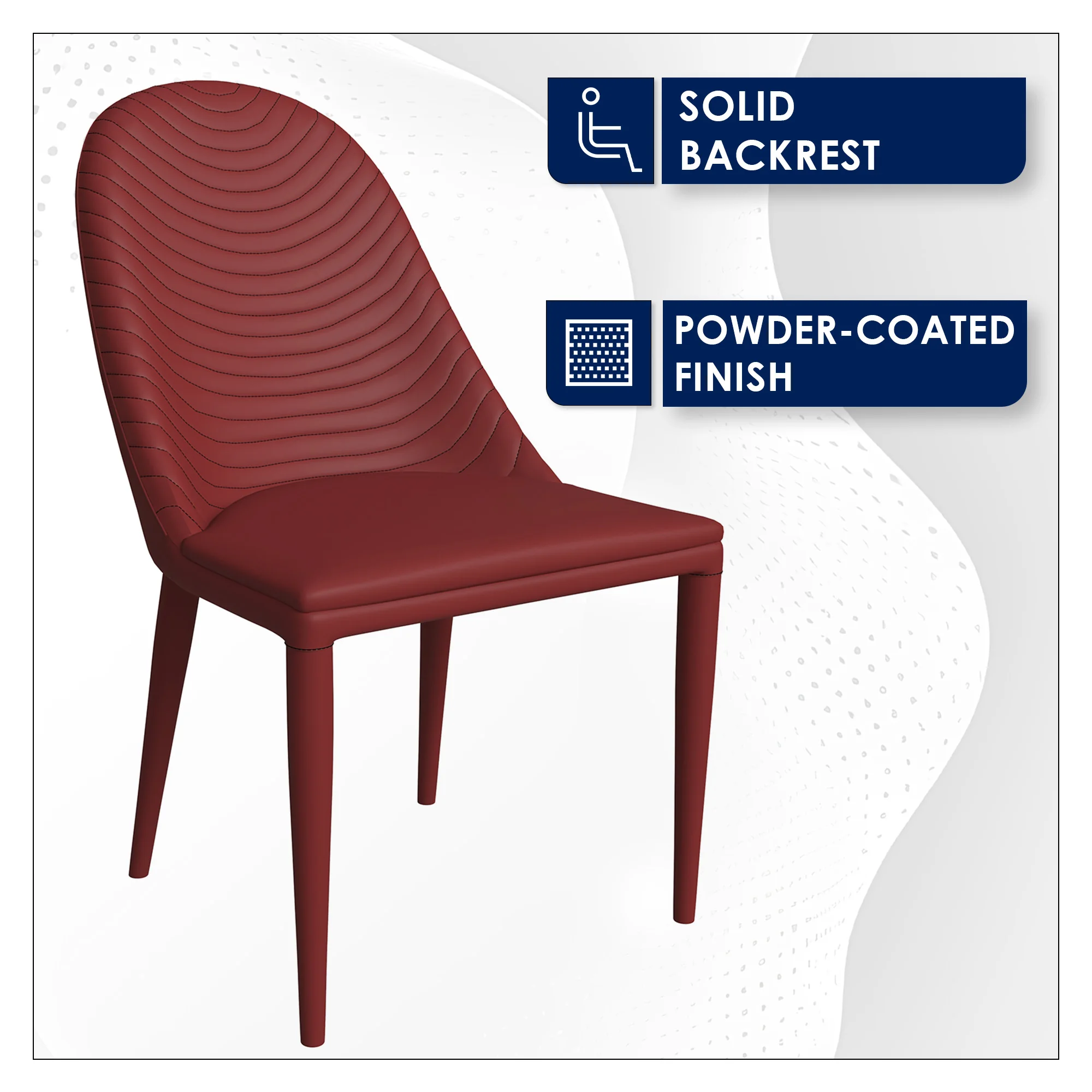 Seville Collection Modern Dining Chair in Red - Set of 2