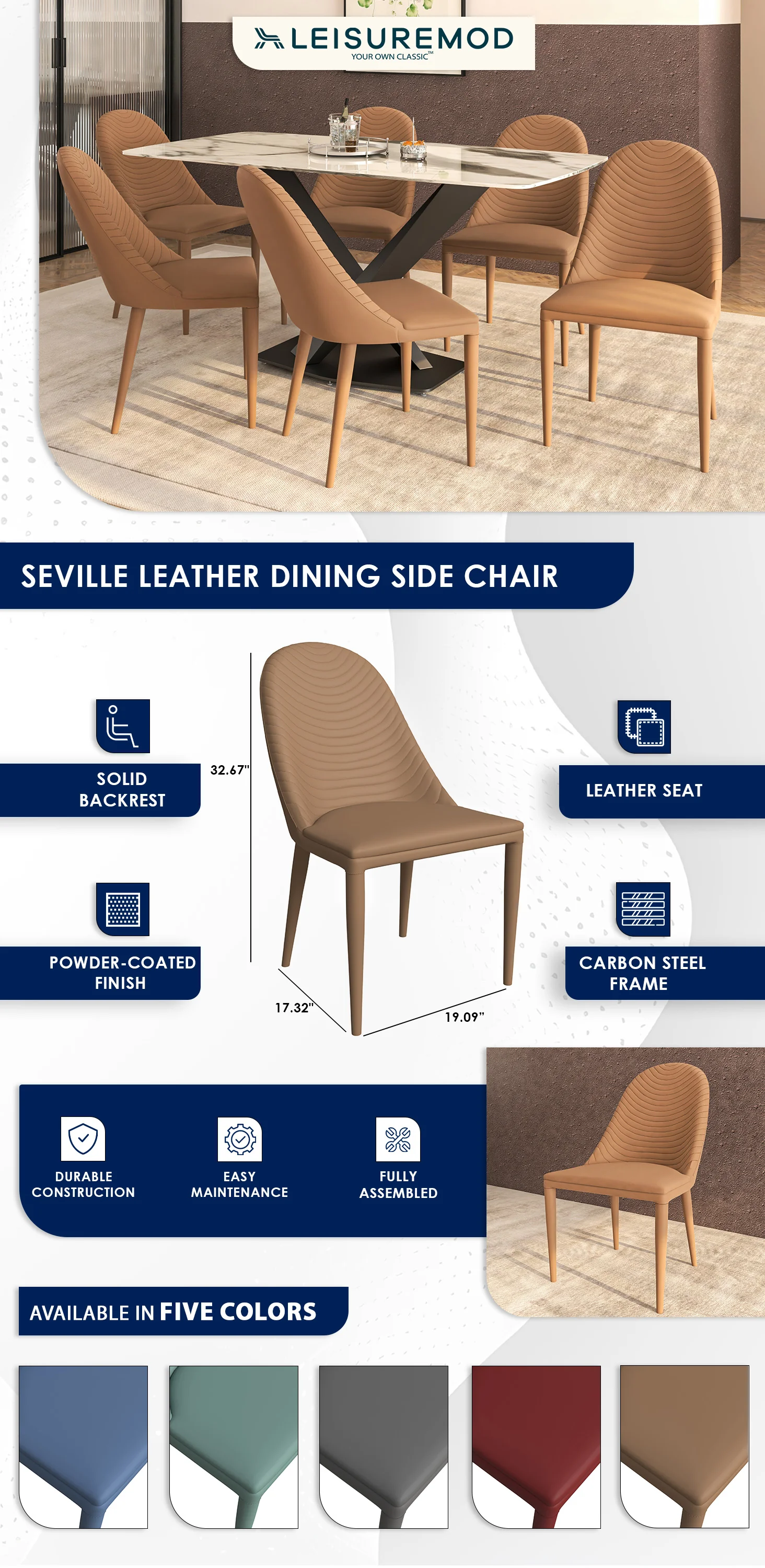 Seville Collection Modern Dining Chair in Toupe