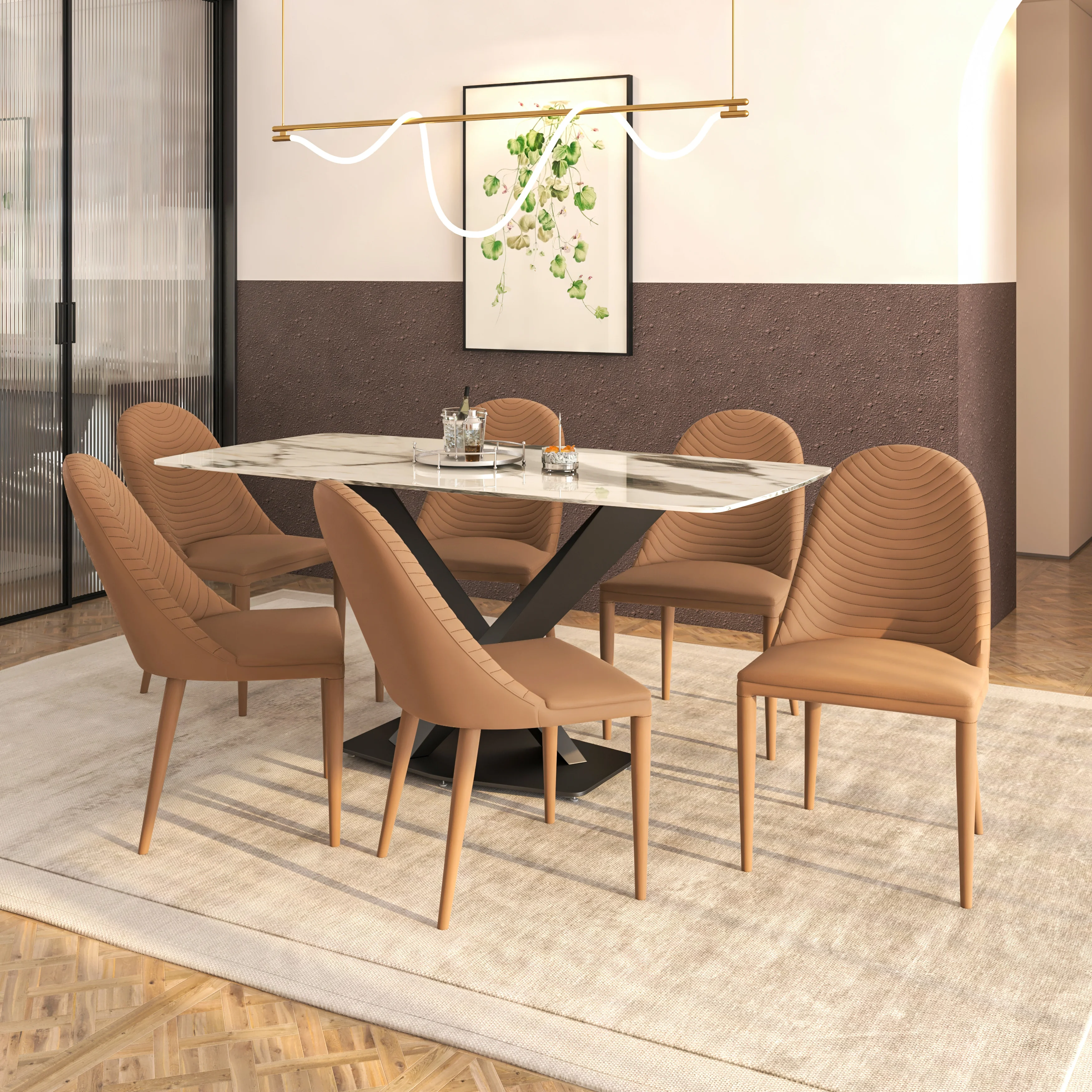 Seville Collection Modern Dining Chair in Toupe - Set of 2