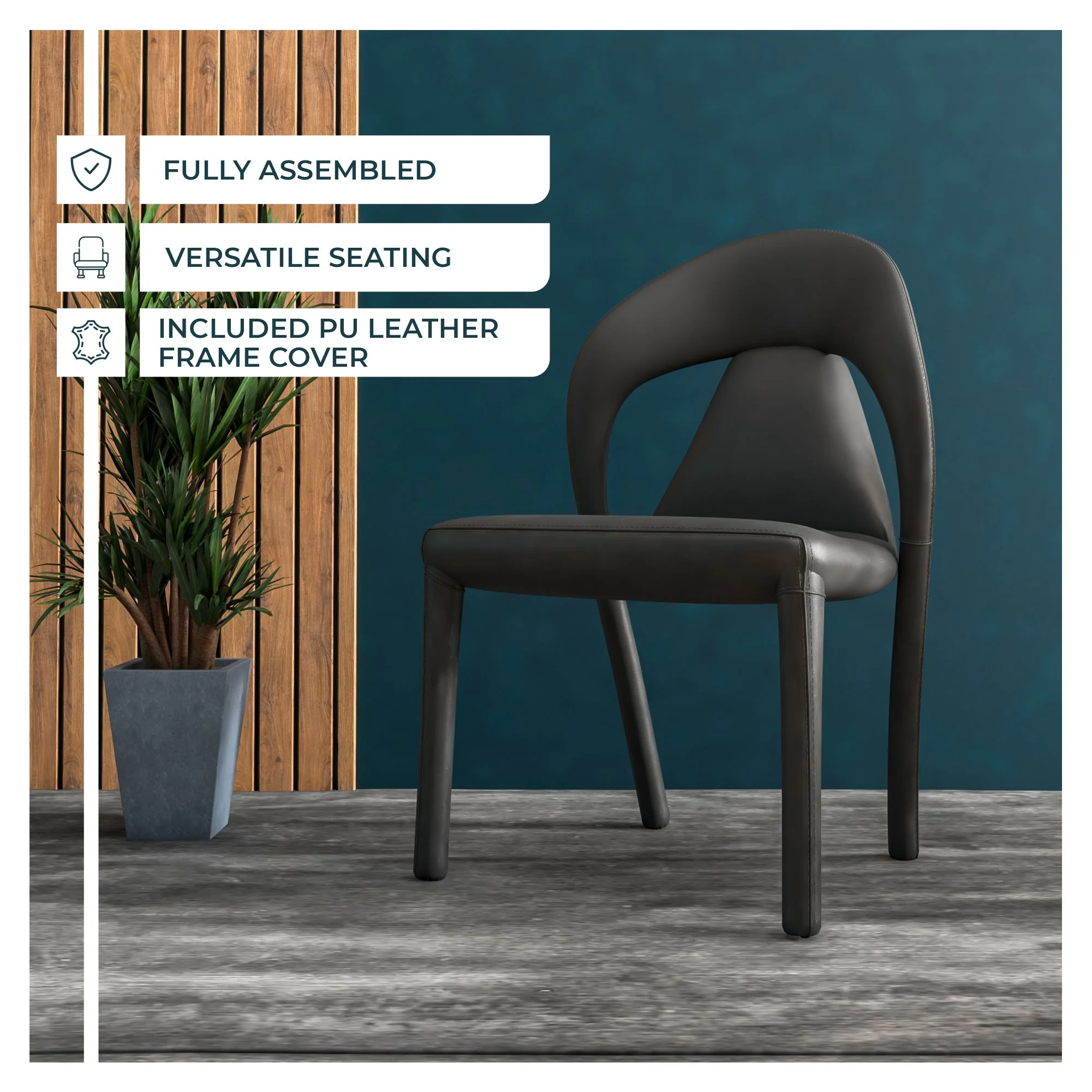 Solace Series Modern Dining Chair in Black Set of 4