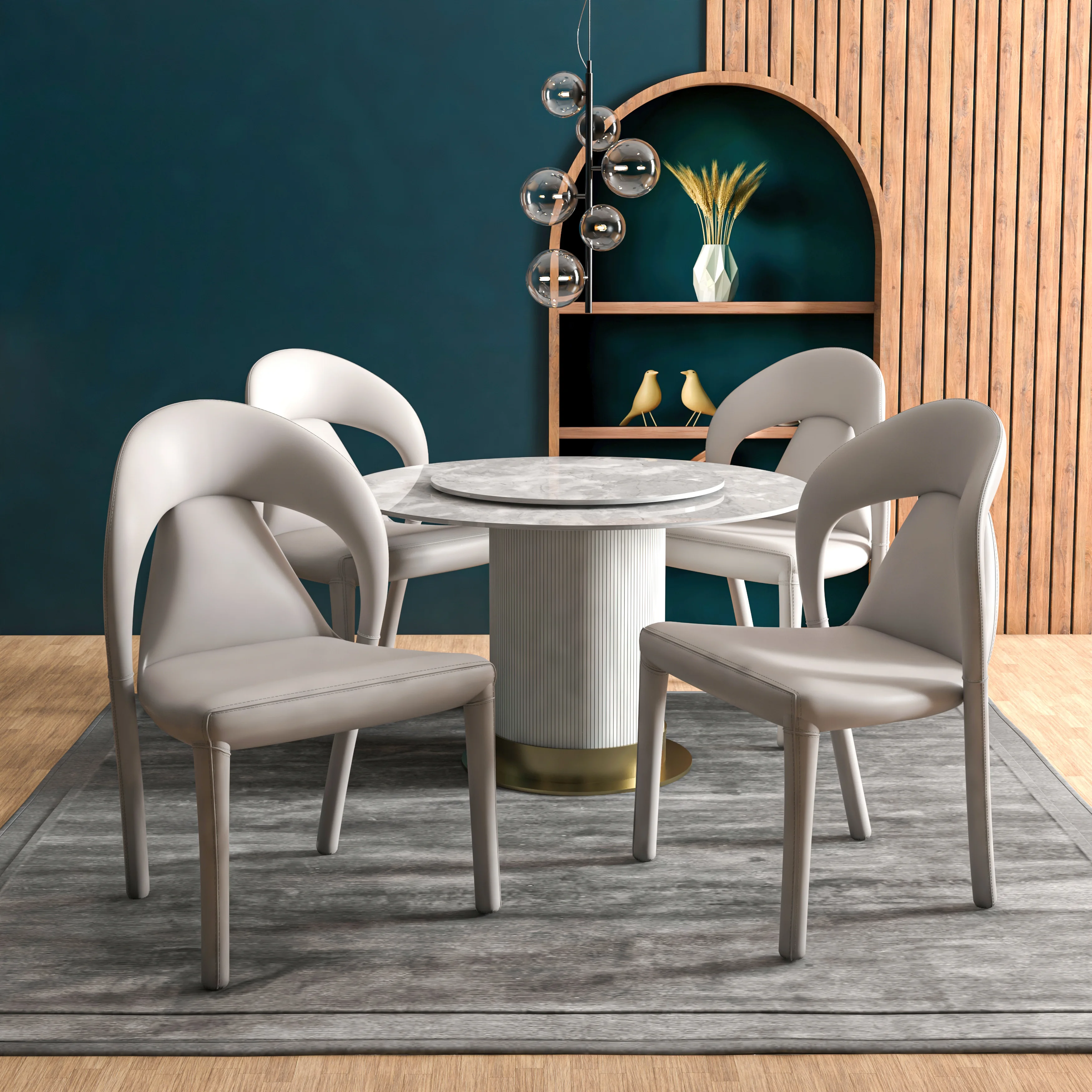 Solace Series Modern Dining Chair in Light Grey Set of 2